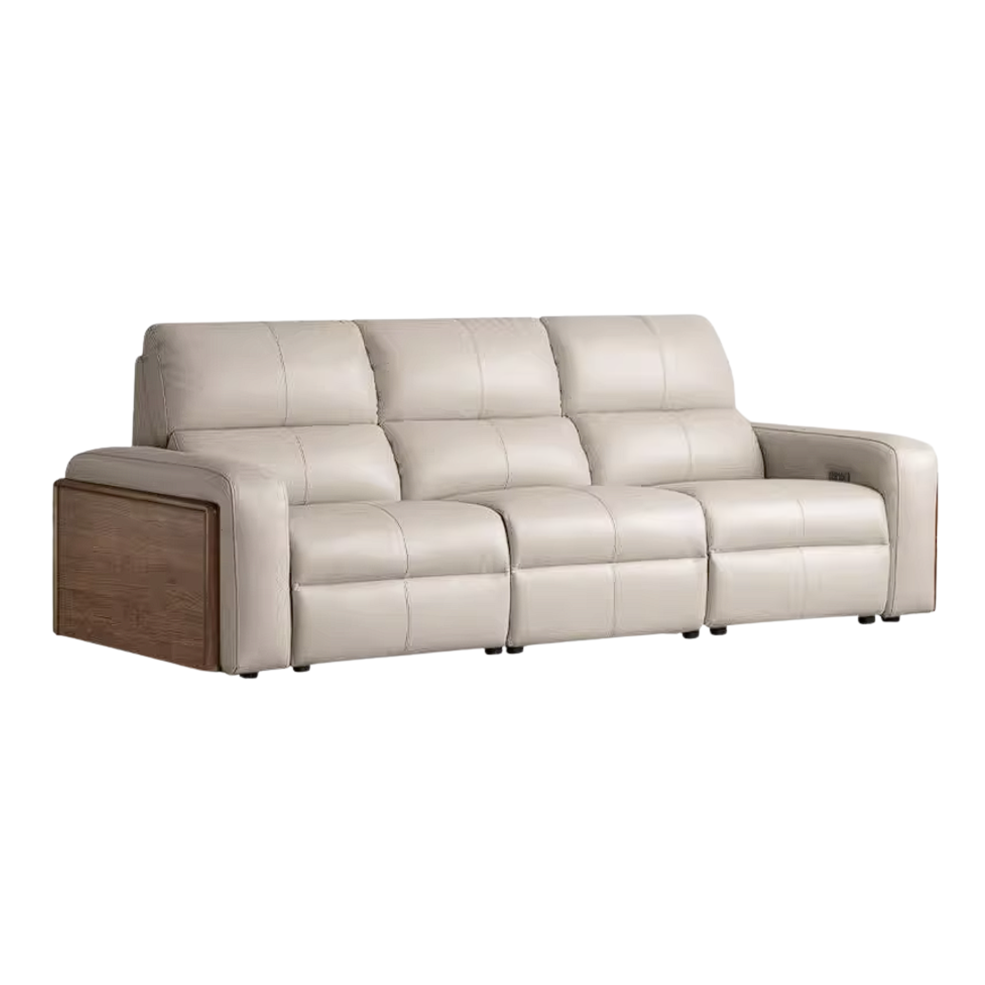 Black Walnut, Golden Sandalwood Solid Wood Top-Grain Genuine Leather Sofa Zero-Wall Recliner Design
