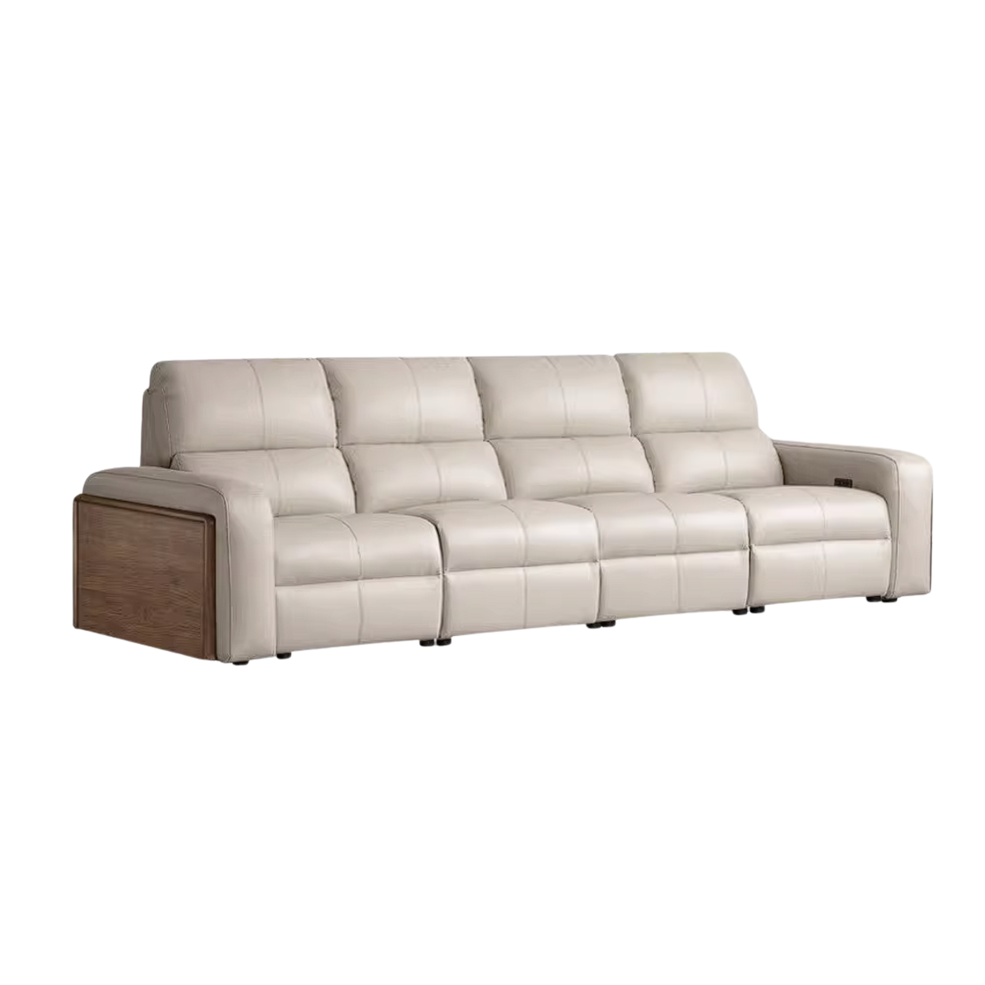 Black Walnut, Golden Sandalwood Solid Wood Top-Grain Genuine Leather Sofa Zero-Wall Recliner Design