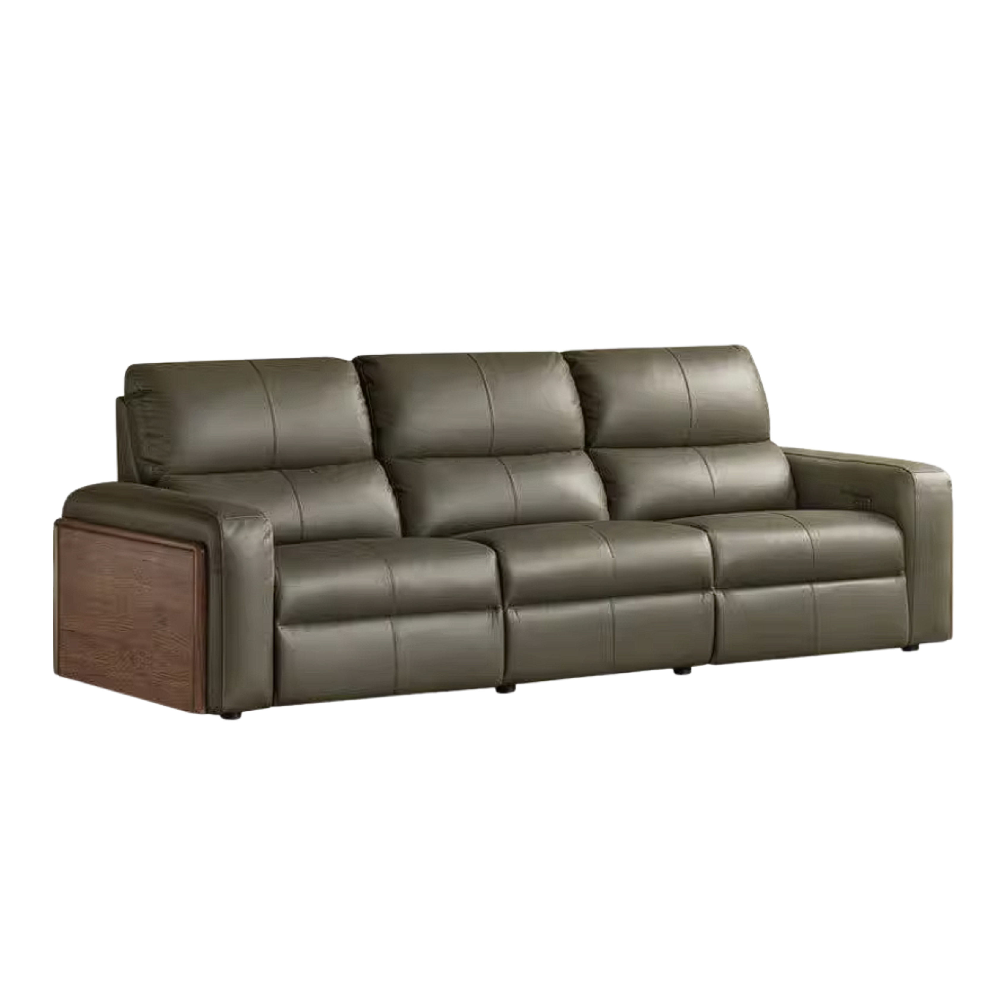 Black Walnut, Golden Sandalwood Solid Wood Top-Grain Genuine Leather Sofa Zero-Wall Recliner Design