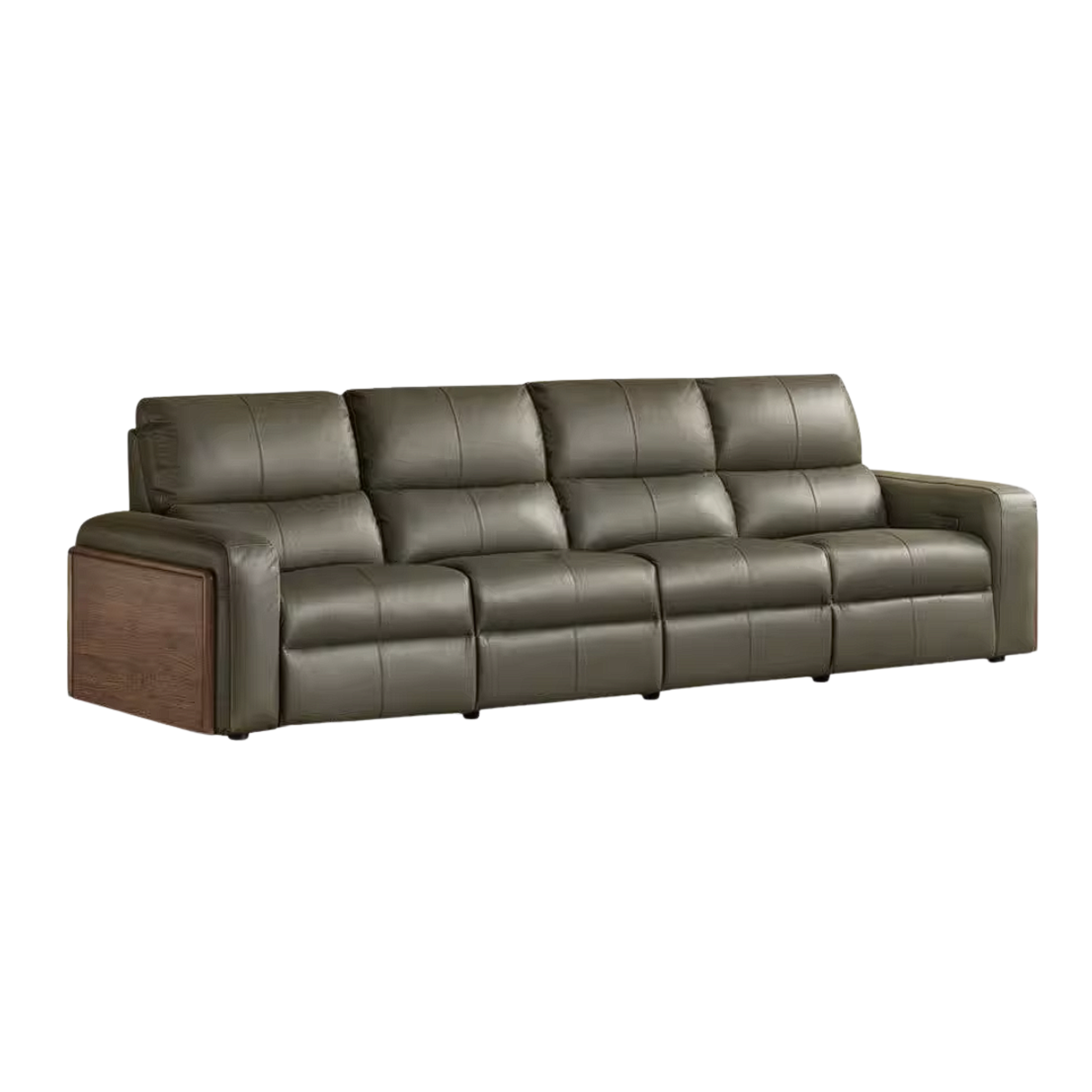 Black Walnut, Golden Sandalwood Solid Wood Top-Grain Genuine Leather Sofa Zero-Wall Recliner Design