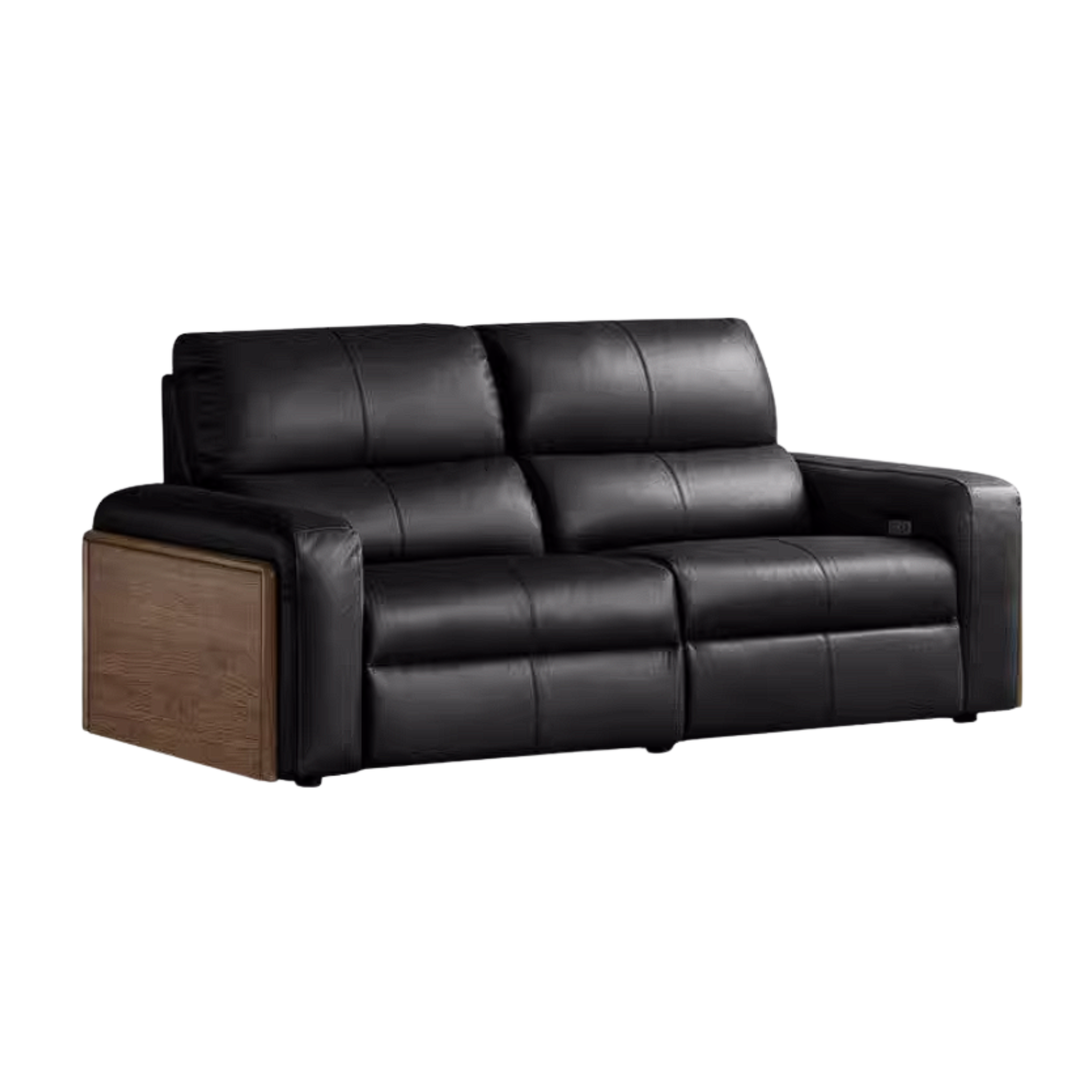 Black Walnut, Golden Sandalwood Solid Wood Top-Grain Genuine Leather Sofa Zero-Wall Recliner Design