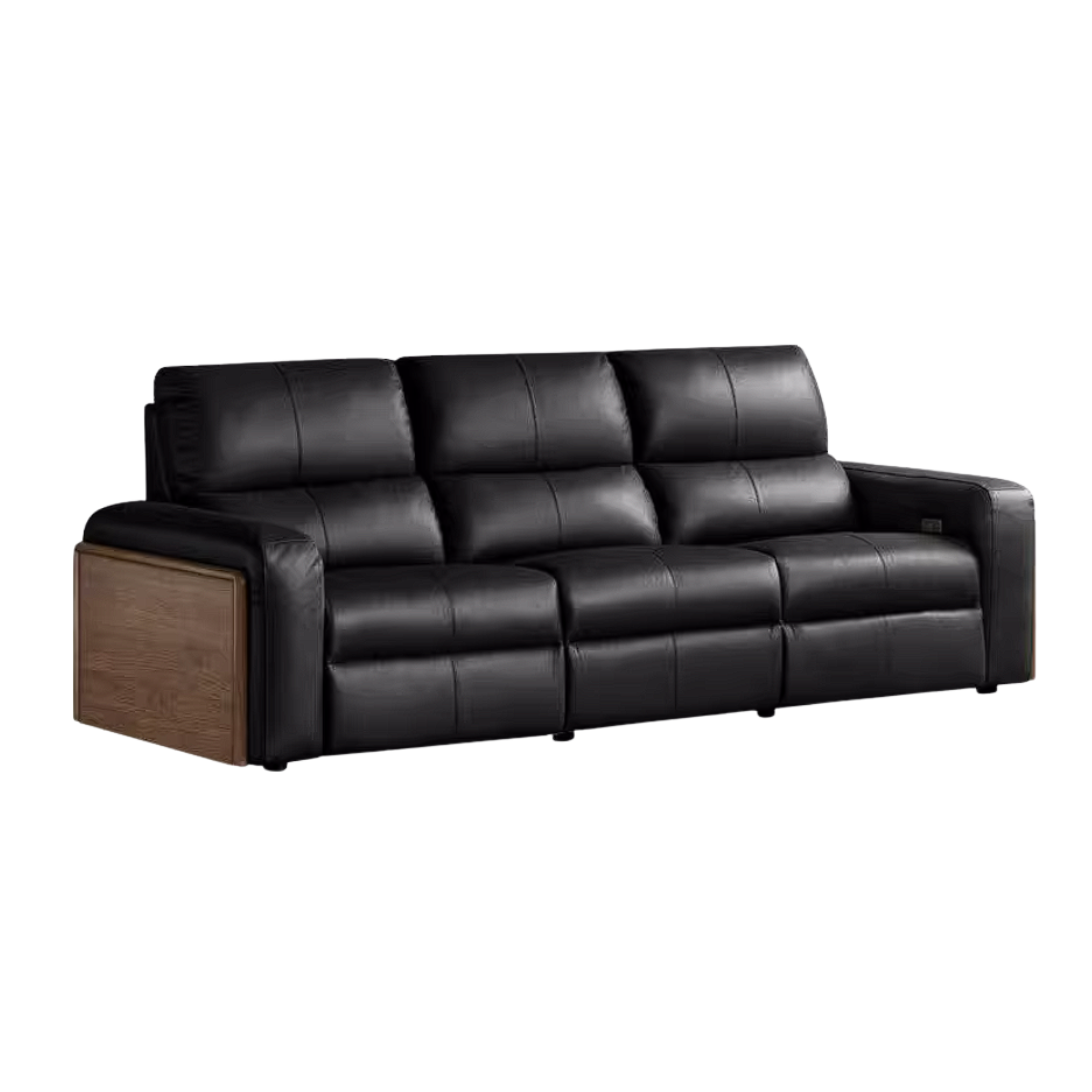 Black Walnut, Golden Sandalwood Solid Wood Top-Grain Genuine Leather Sofa Zero-Wall Recliner Design