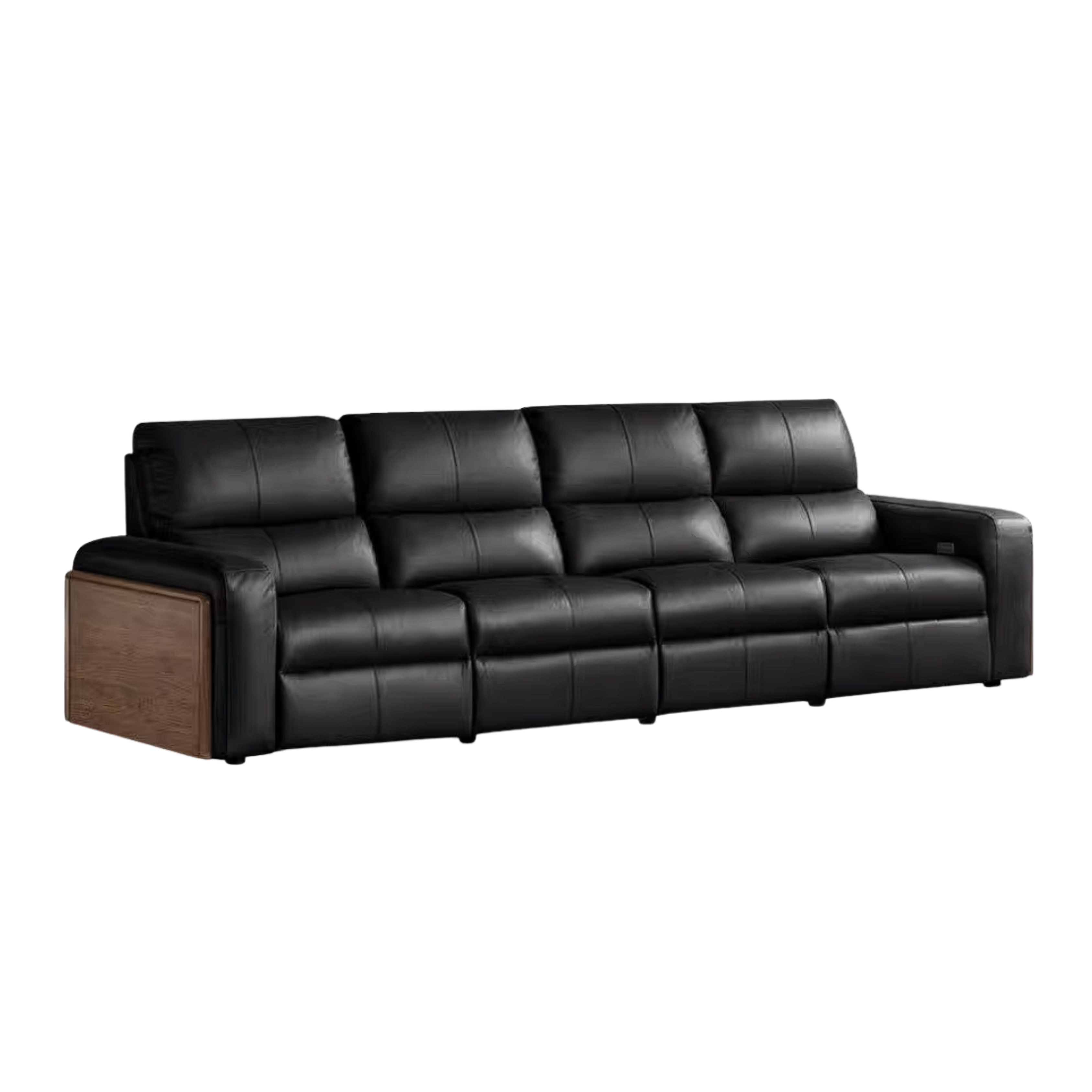 Black Walnut, Golden Sandalwood Solid Wood Top-Grain Genuine Leather Sofa Zero-Wall Recliner Design