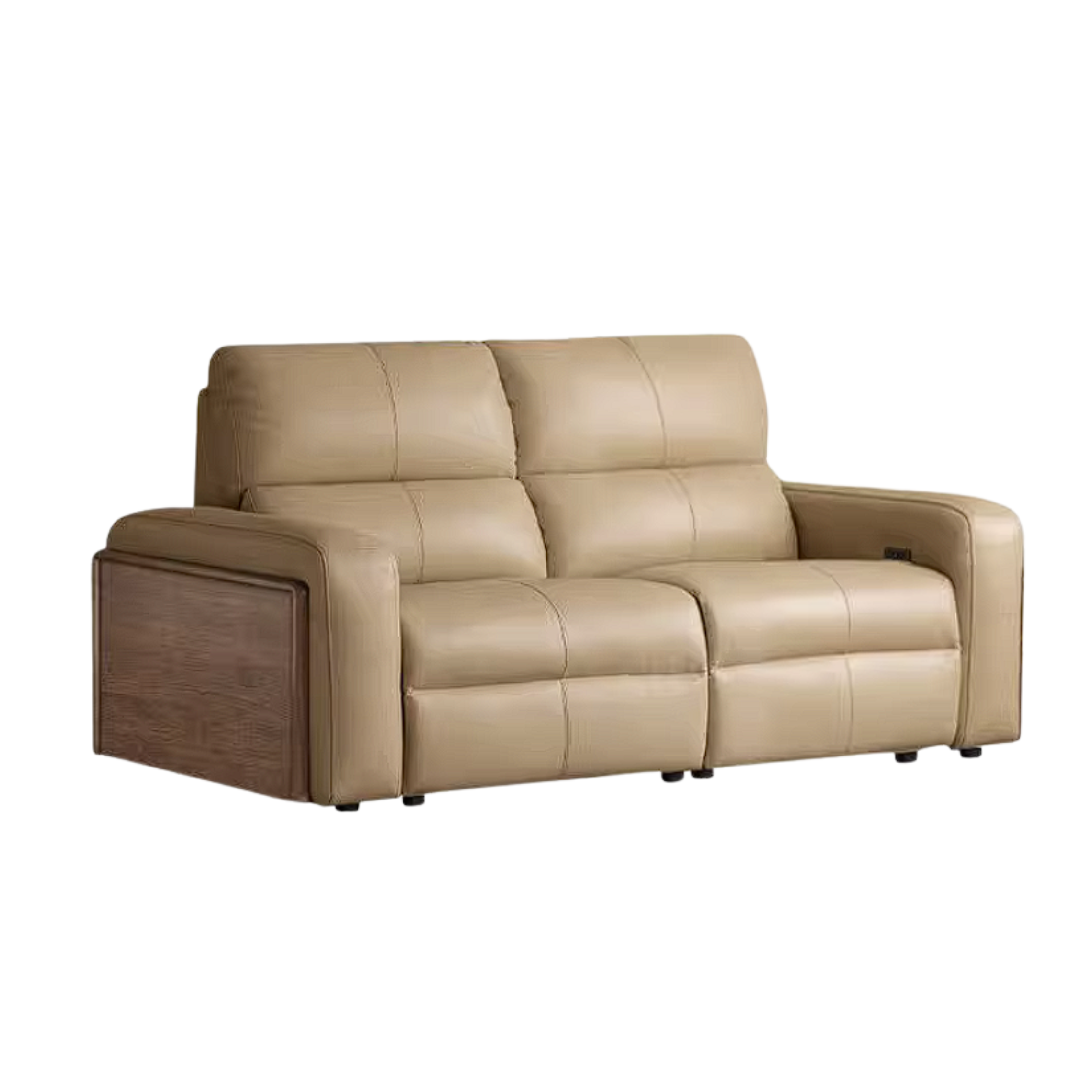 Black Walnut, Golden Sandalwood Solid Wood Top-Grain Genuine Leather Sofa Zero-Wall Recliner Design