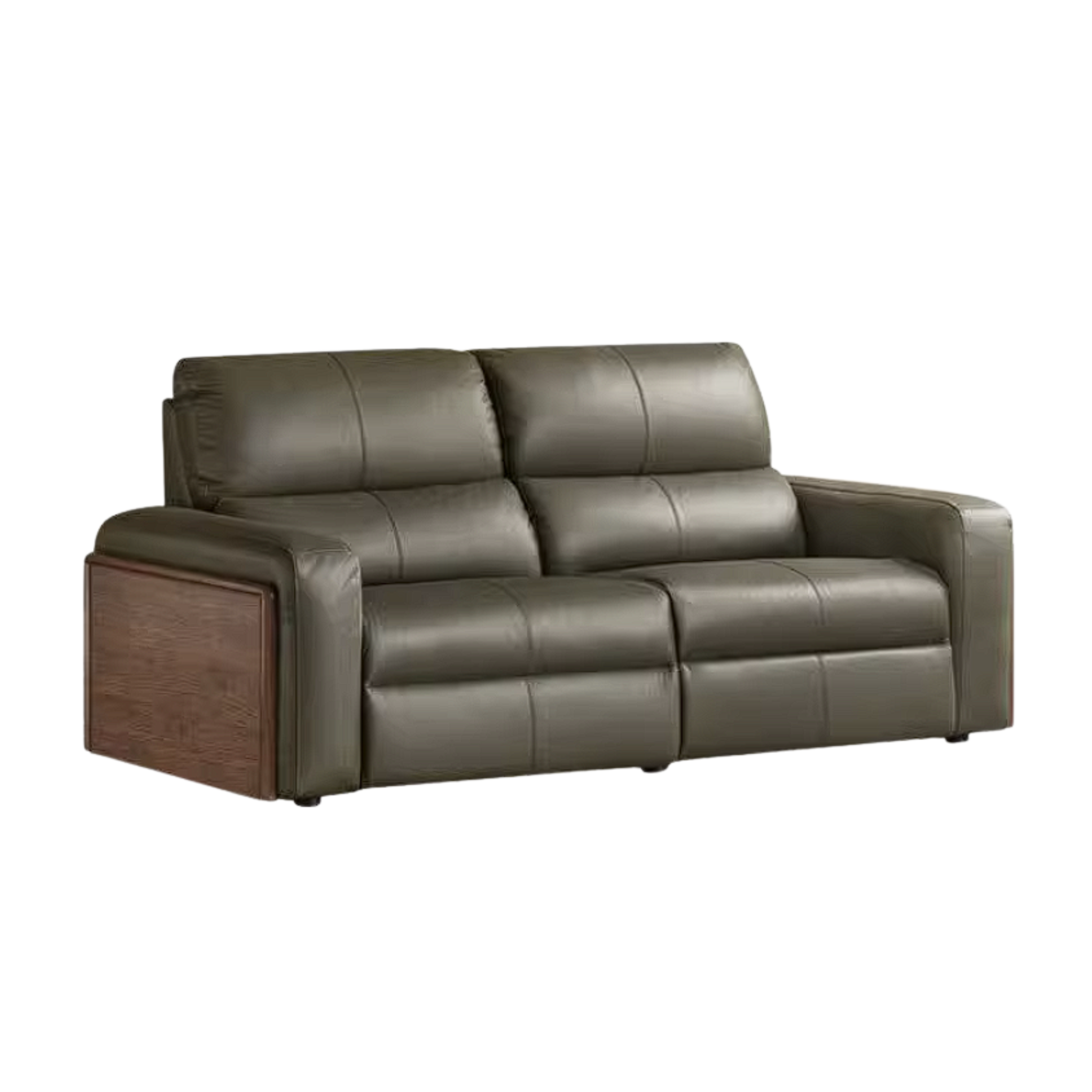Black Walnut, Golden Sandalwood Solid Wood Top-Grain Genuine Leather Sofa Zero-Wall Recliner Design