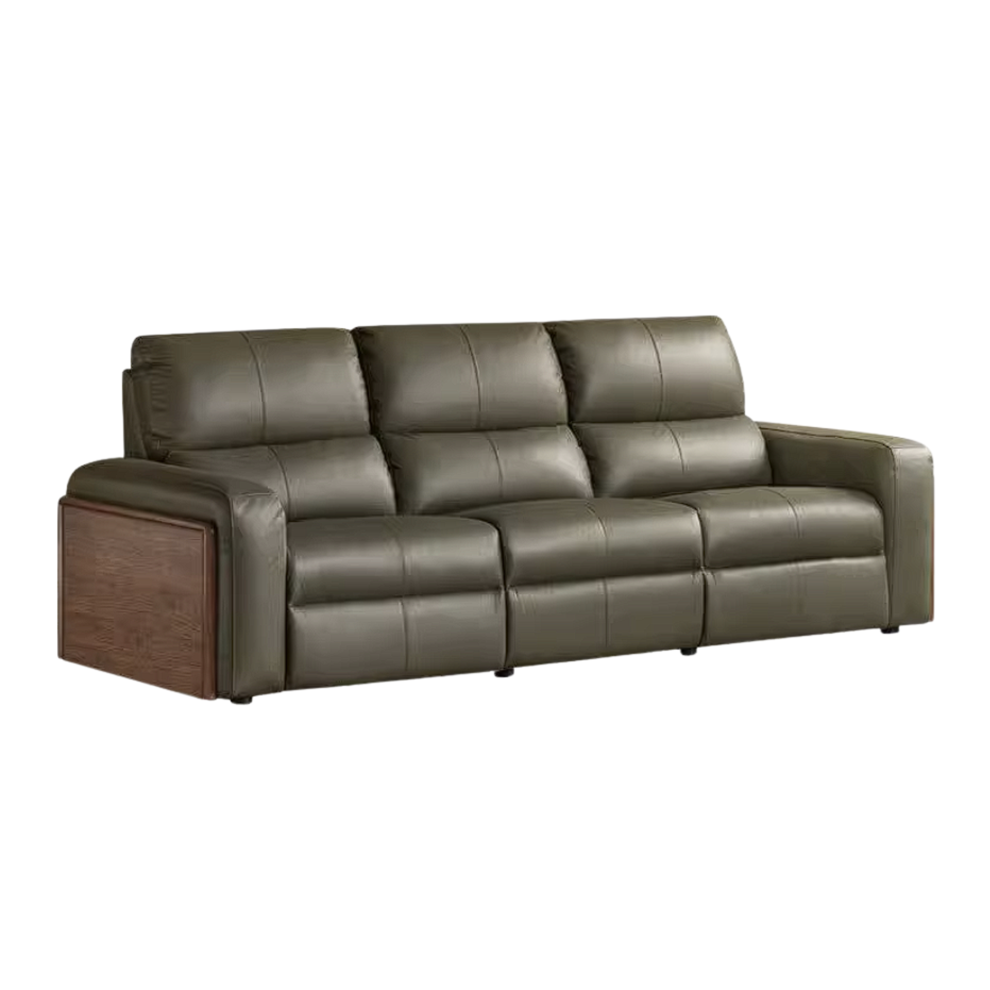 Black Walnut, Golden Sandalwood Solid Wood Top-Grain Genuine Leather Sofa Zero-Wall Recliner Design