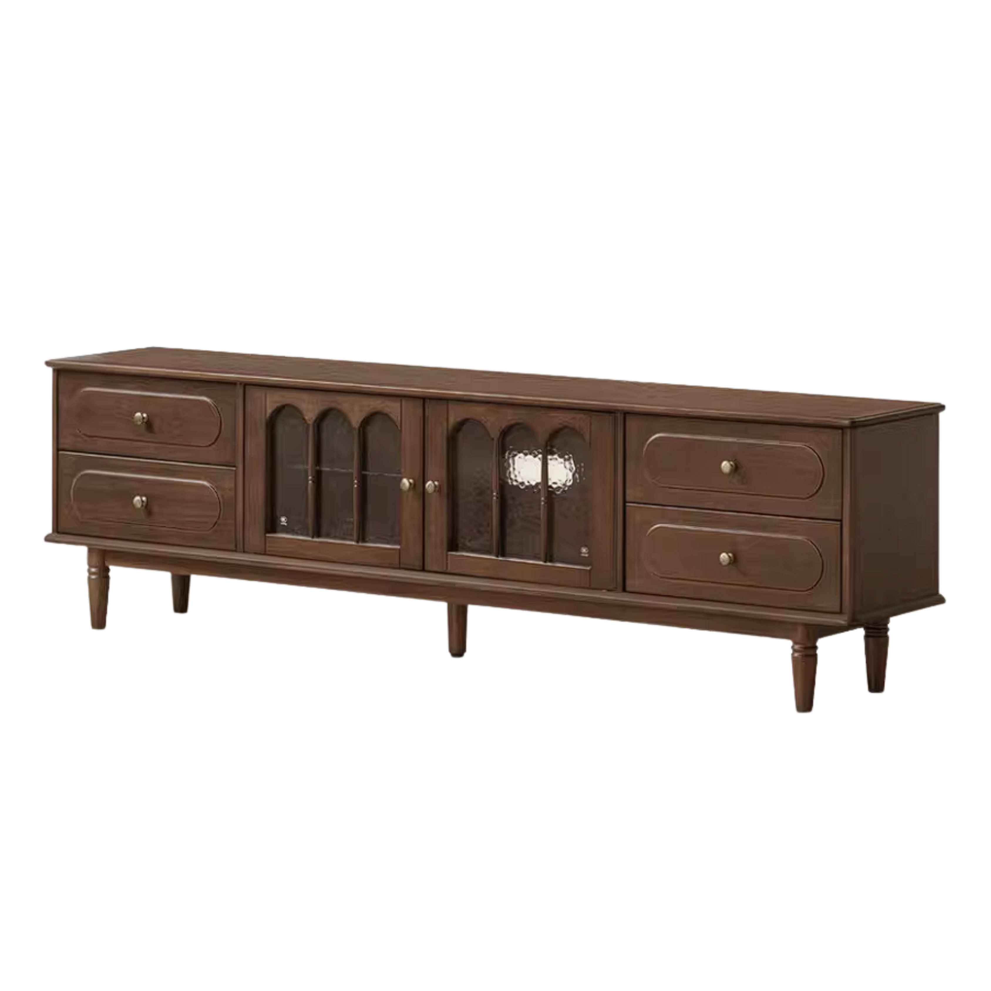 Golden Pearwood Solid Wood TV Stand French Retro Design