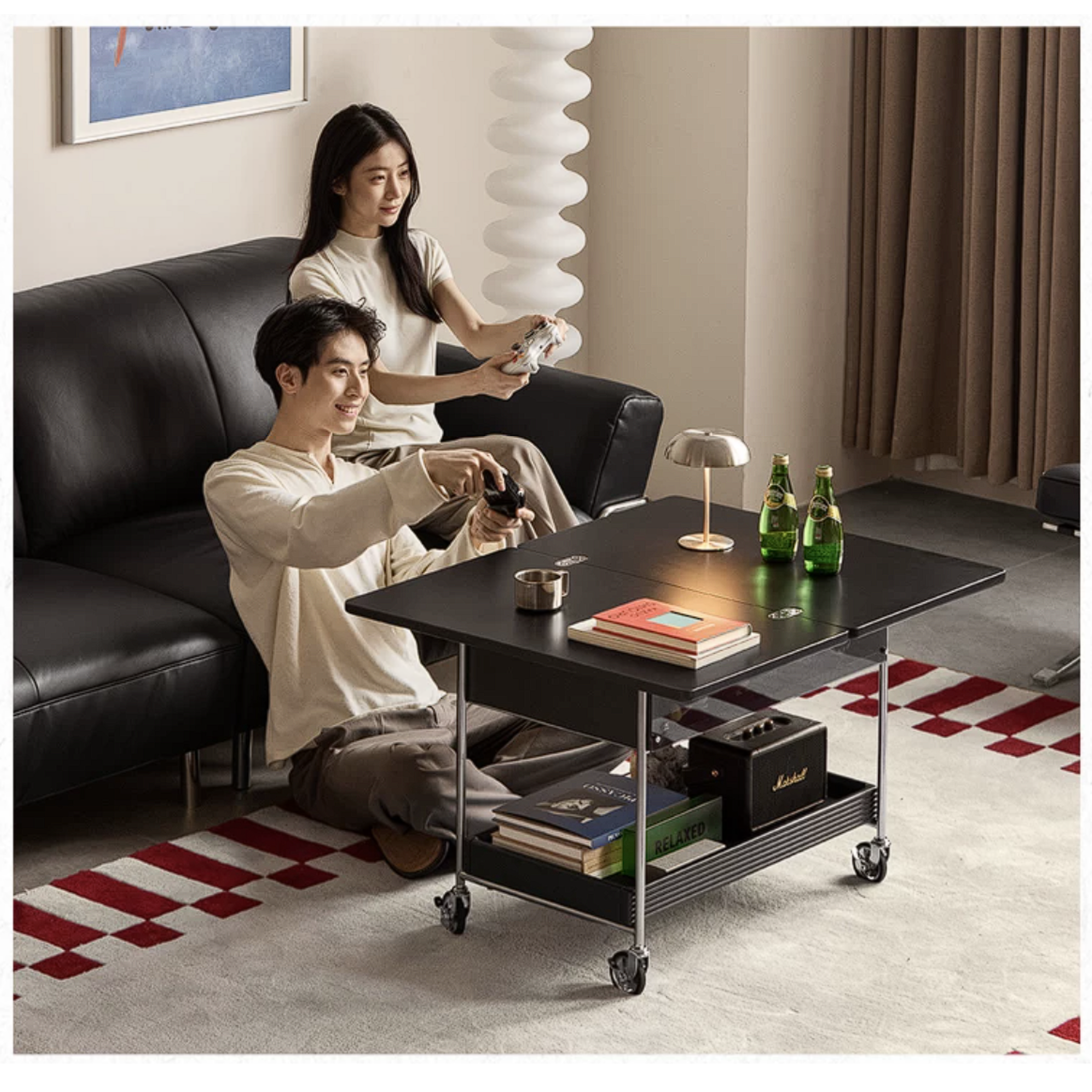 Tulipwood Solid Wood Foldable Coffee Table with Mobile Design