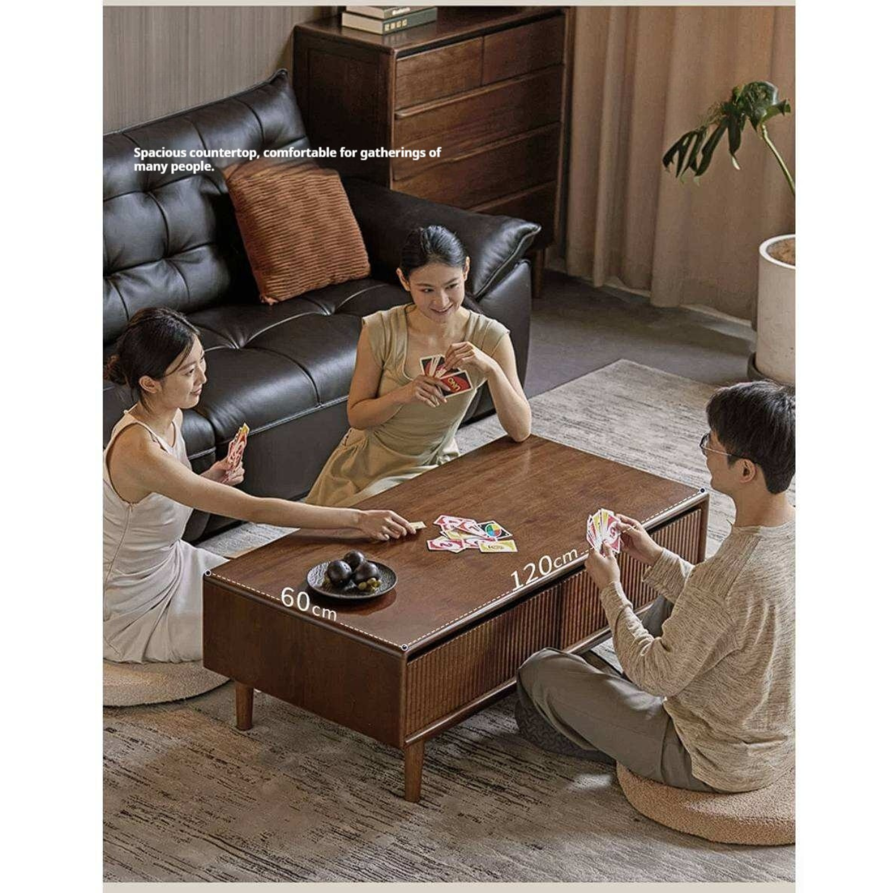 Golden Pearwood Solid Wood Rectangular Coffee Table with Modern Italian Style