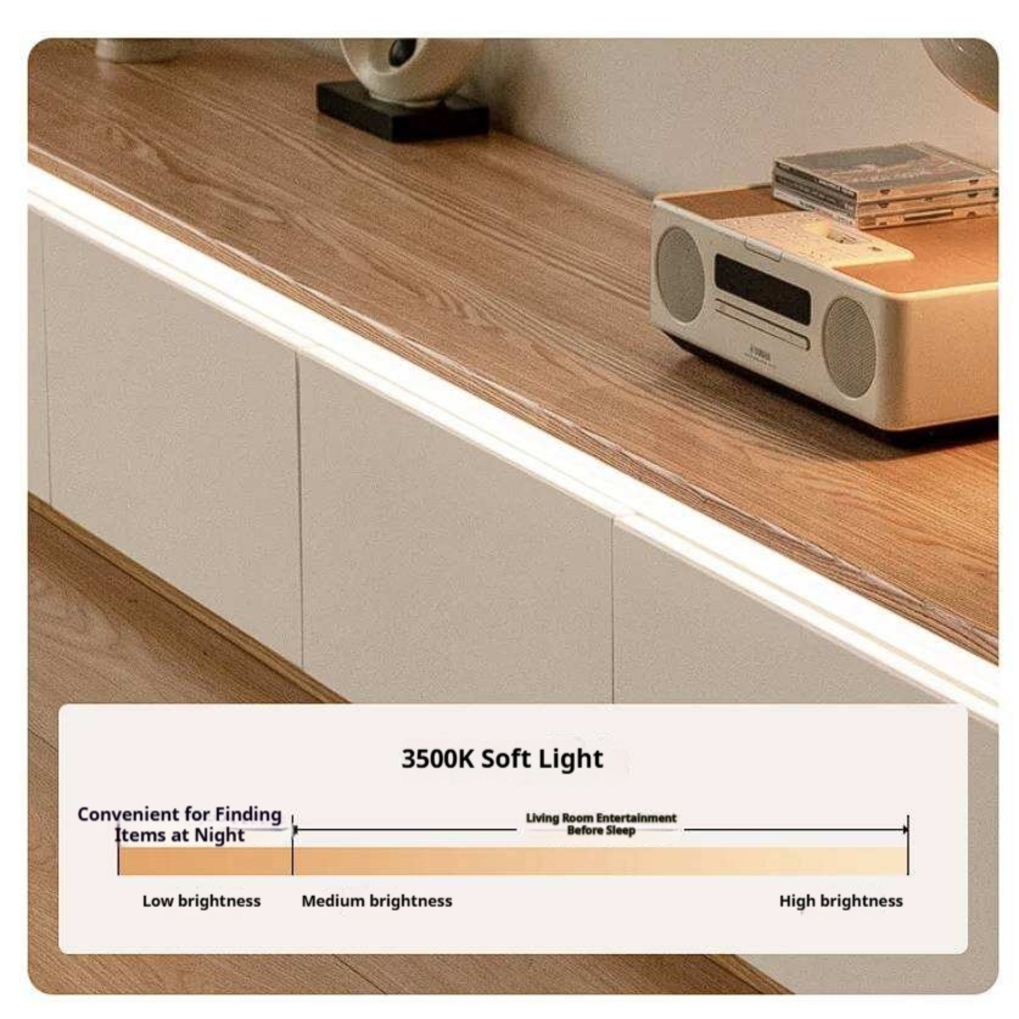 Ash Solid Wood TV Cabinet with Floor Standing Storage Design