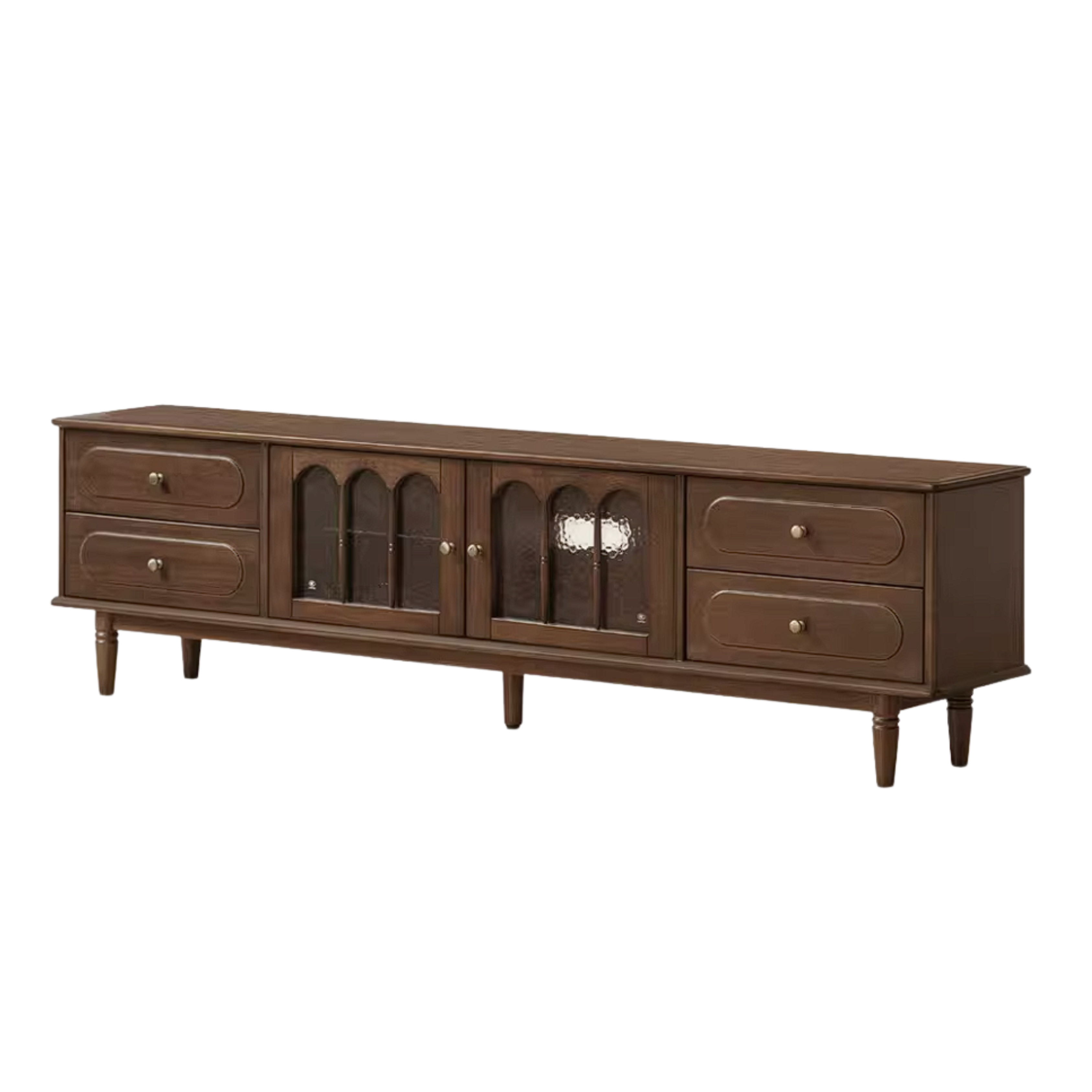 Golden Pearwood Solid Wood TV Stand French Retro Design