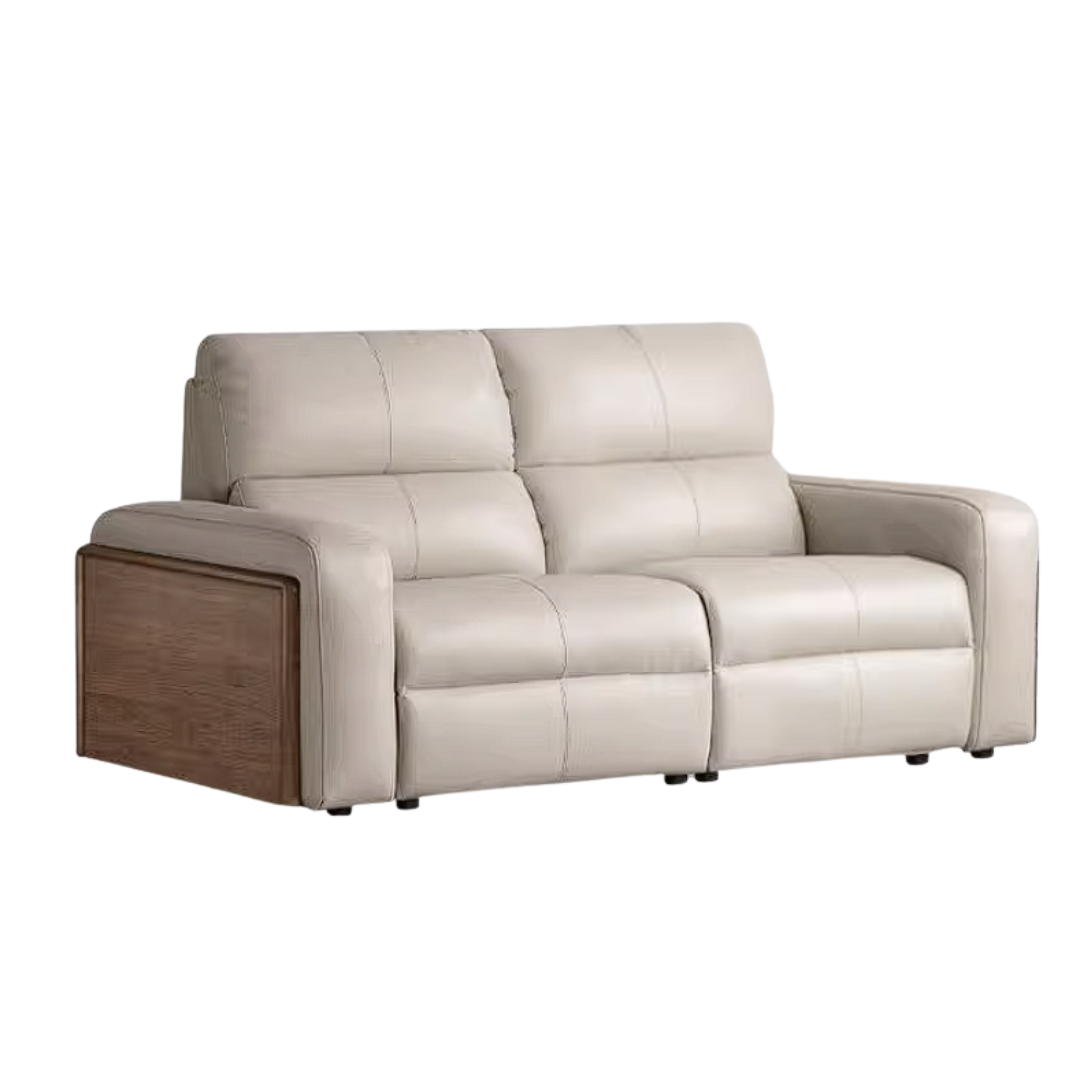 Black Walnut, Golden Sandalwood Solid Wood Top-Grain Genuine Leather Sofa Zero-Wall Recliner Design