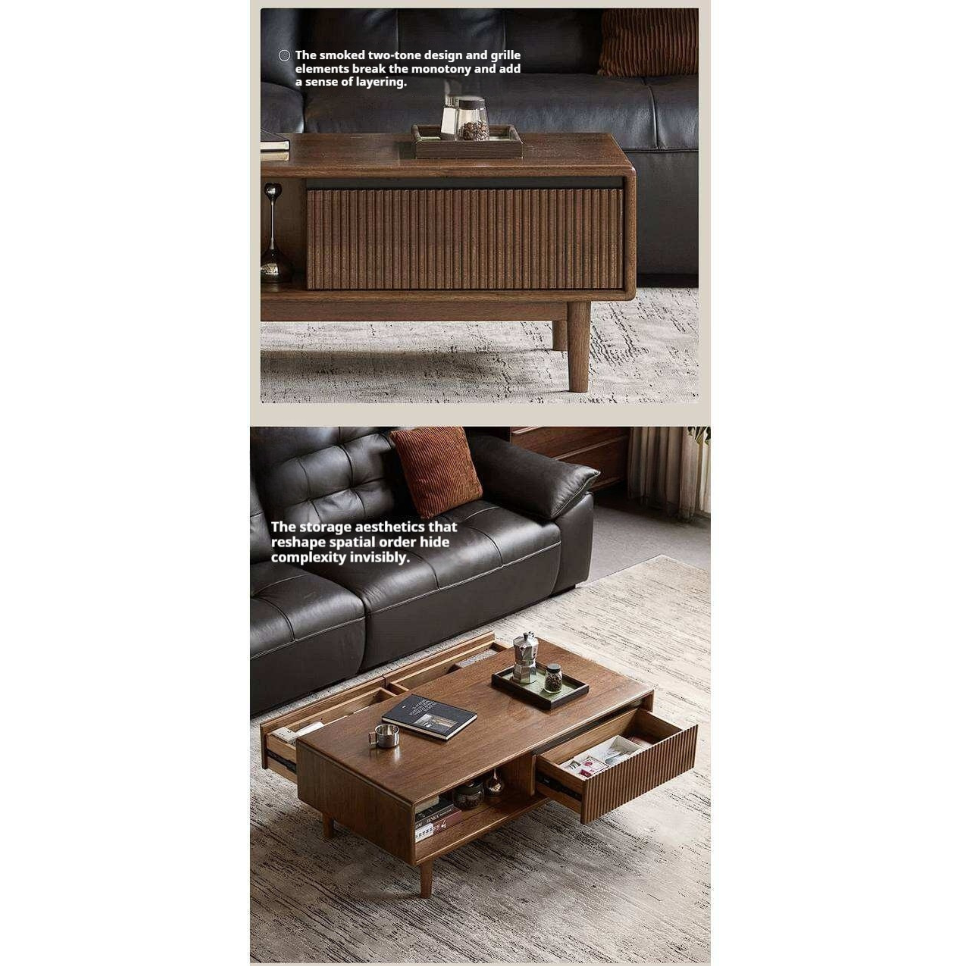 Golden Pearwood Solid Wood Rectangular Coffee Table with Modern Italian Style