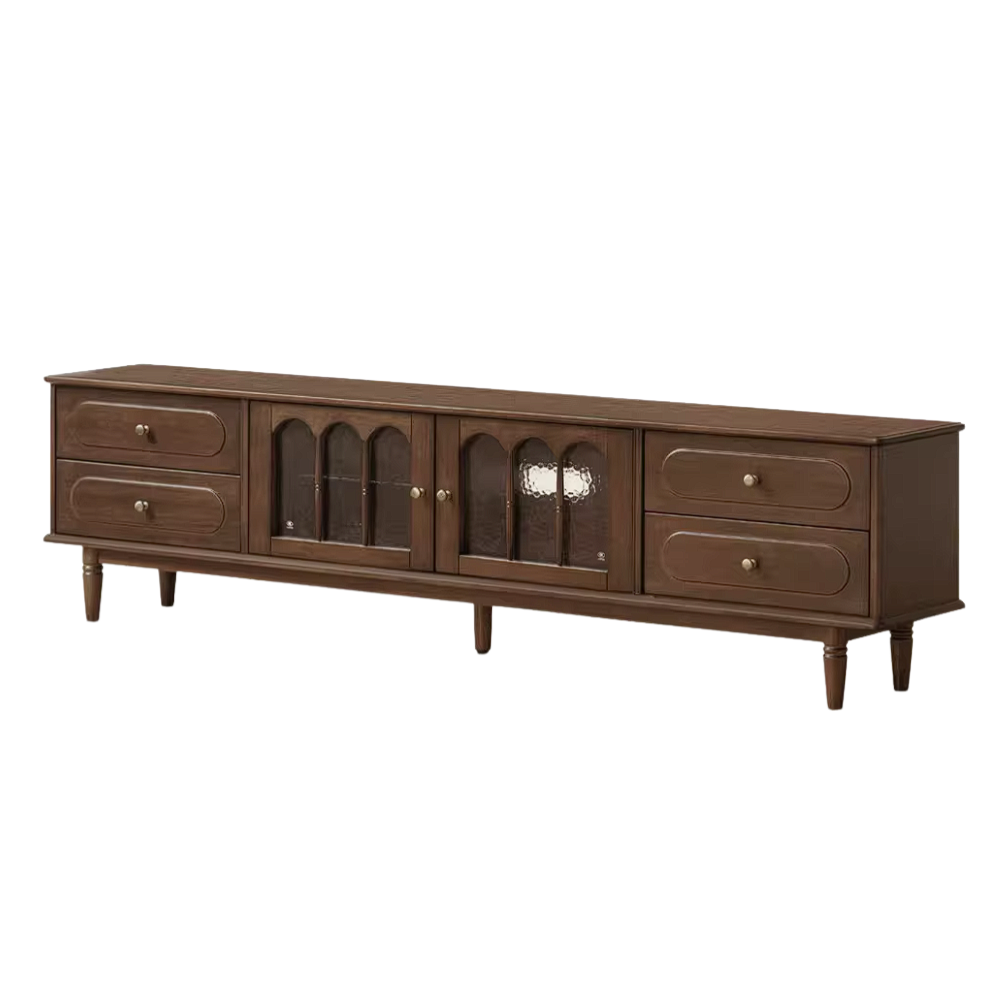 Golden Pearwood Solid Wood TV Stand French Retro Design