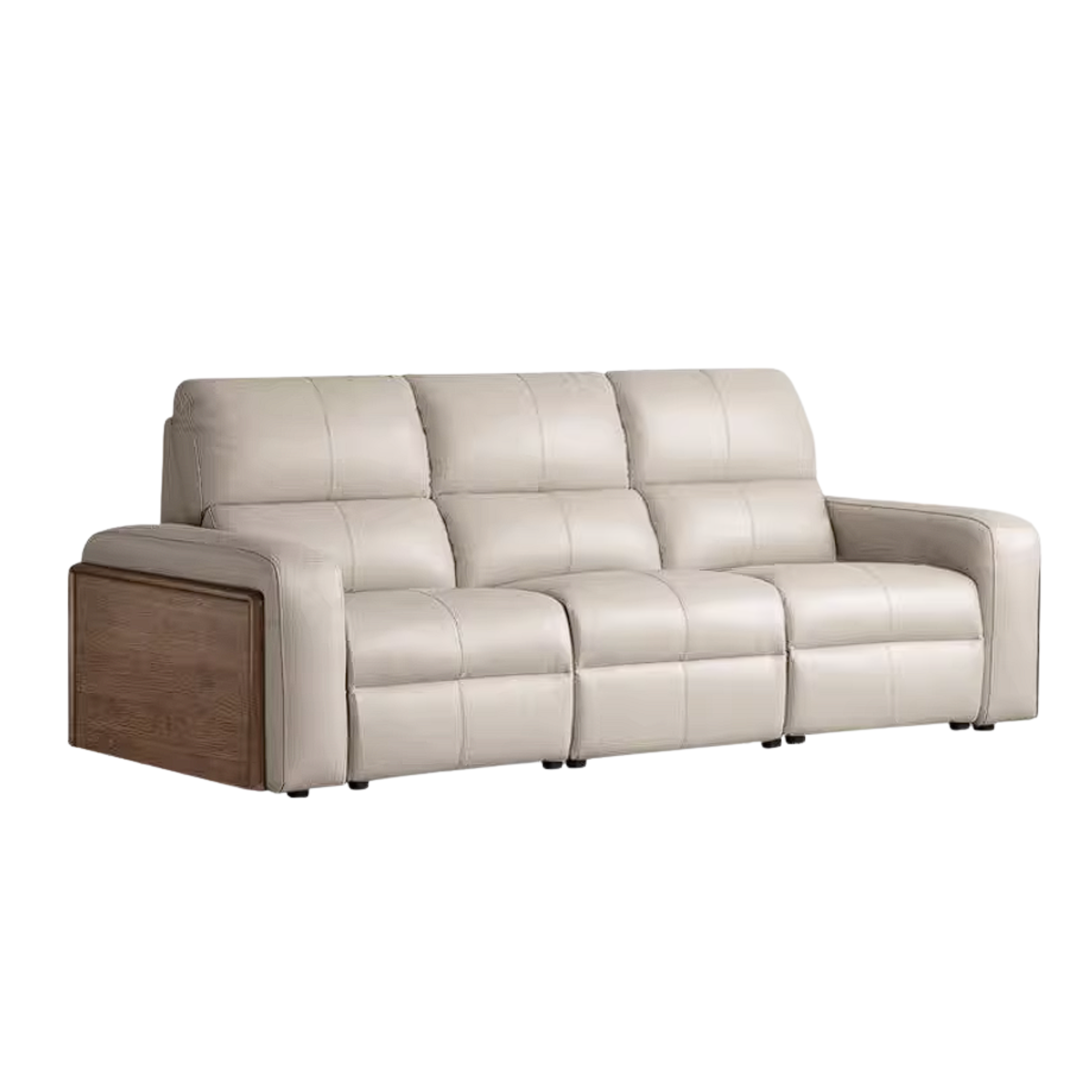 Black Walnut, Golden Sandalwood Solid Wood Top-Grain Genuine Leather Sofa Zero-Wall Recliner Design