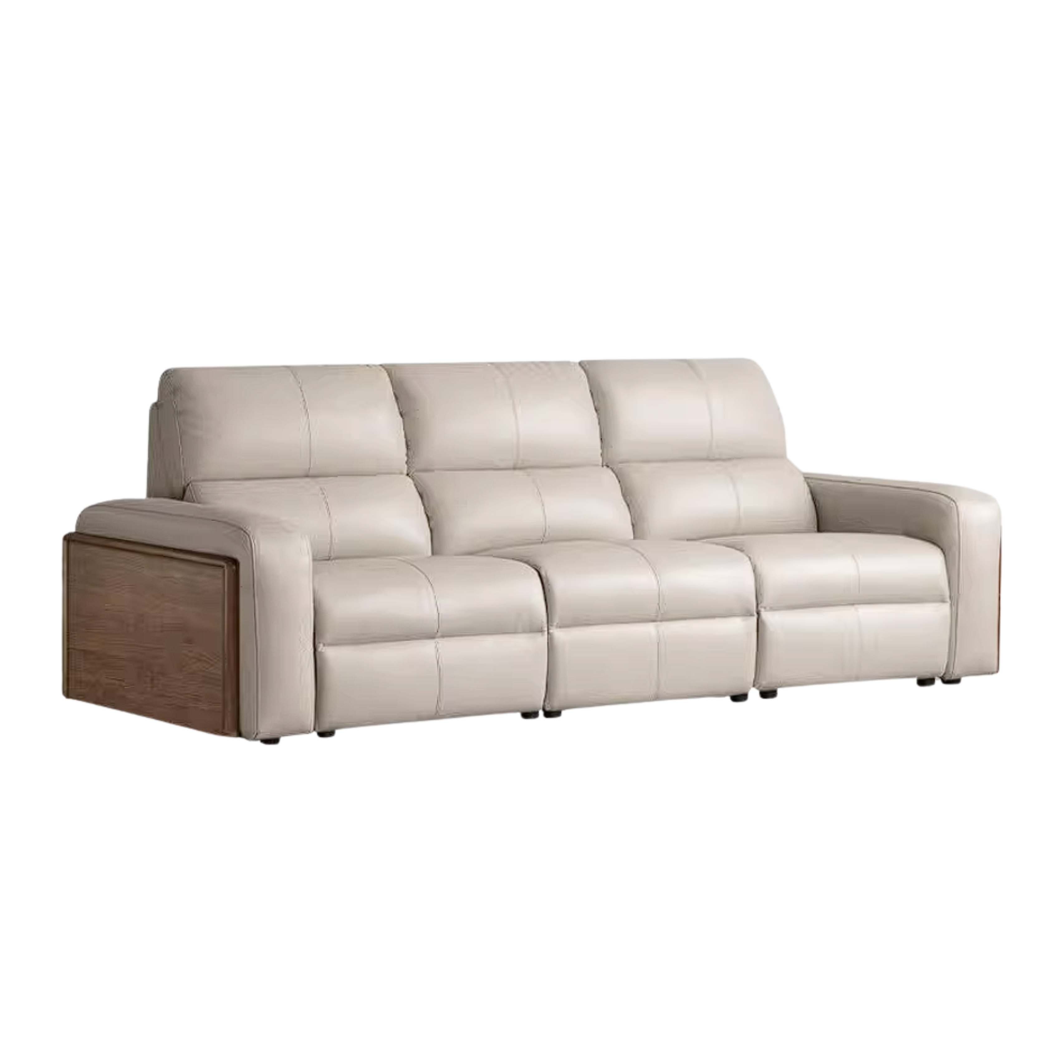 Black Walnut, Golden Sandalwood Solid Wood Top-Grain Genuine Leather Sofa Zero-Wall Recliner Design