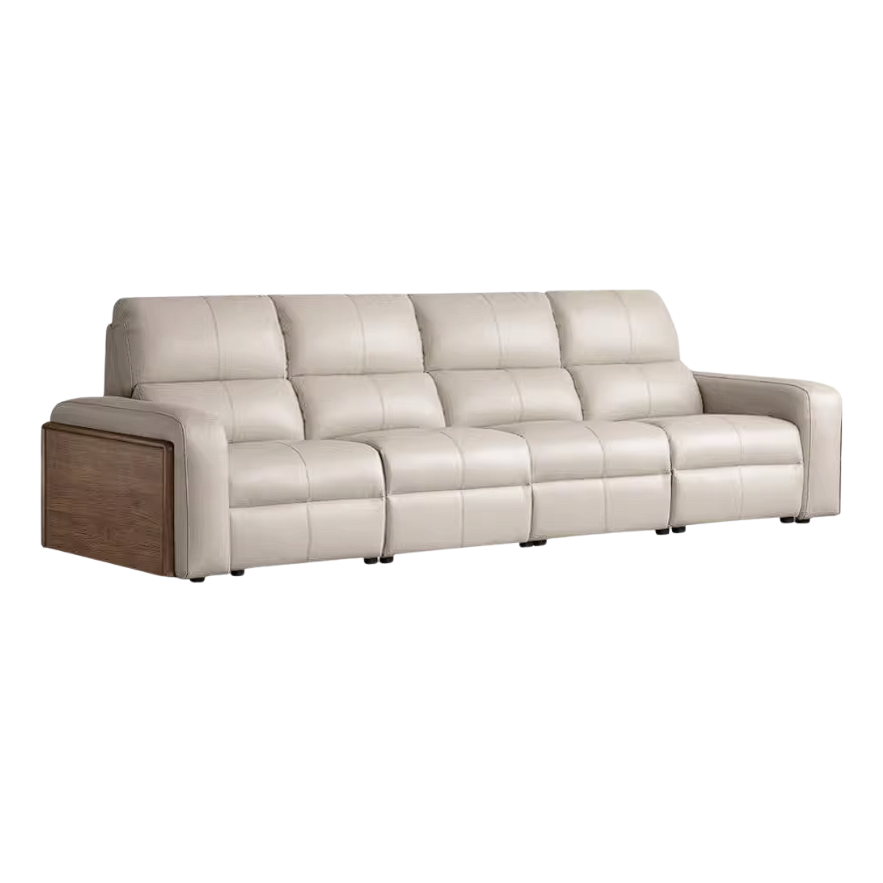 Black Walnut, Golden Sandalwood Solid Wood Top-Grain Genuine Leather Sofa Zero-Wall Recliner Design