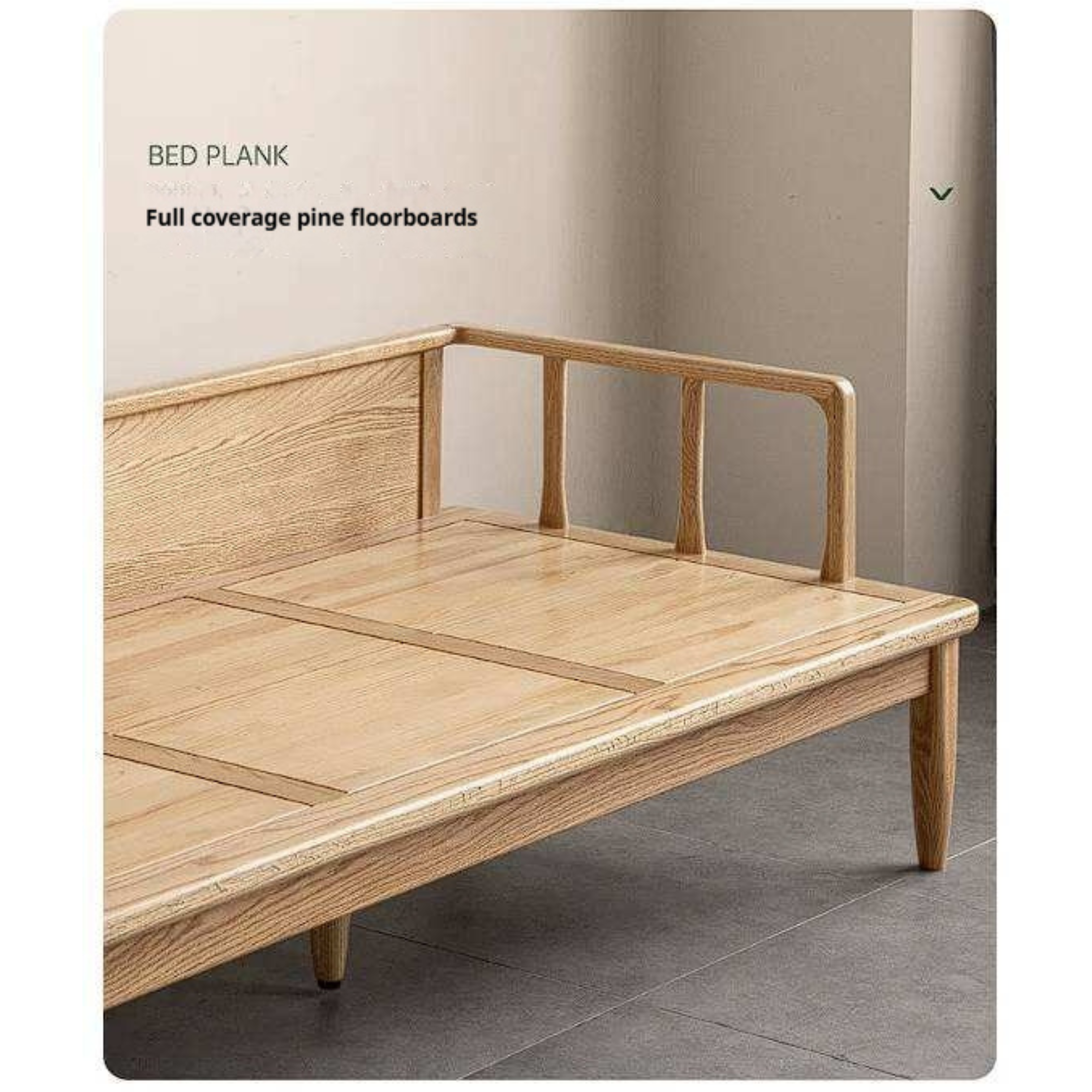 Oak Solid Wood Daybed Sofa with Removable Linen Cushions