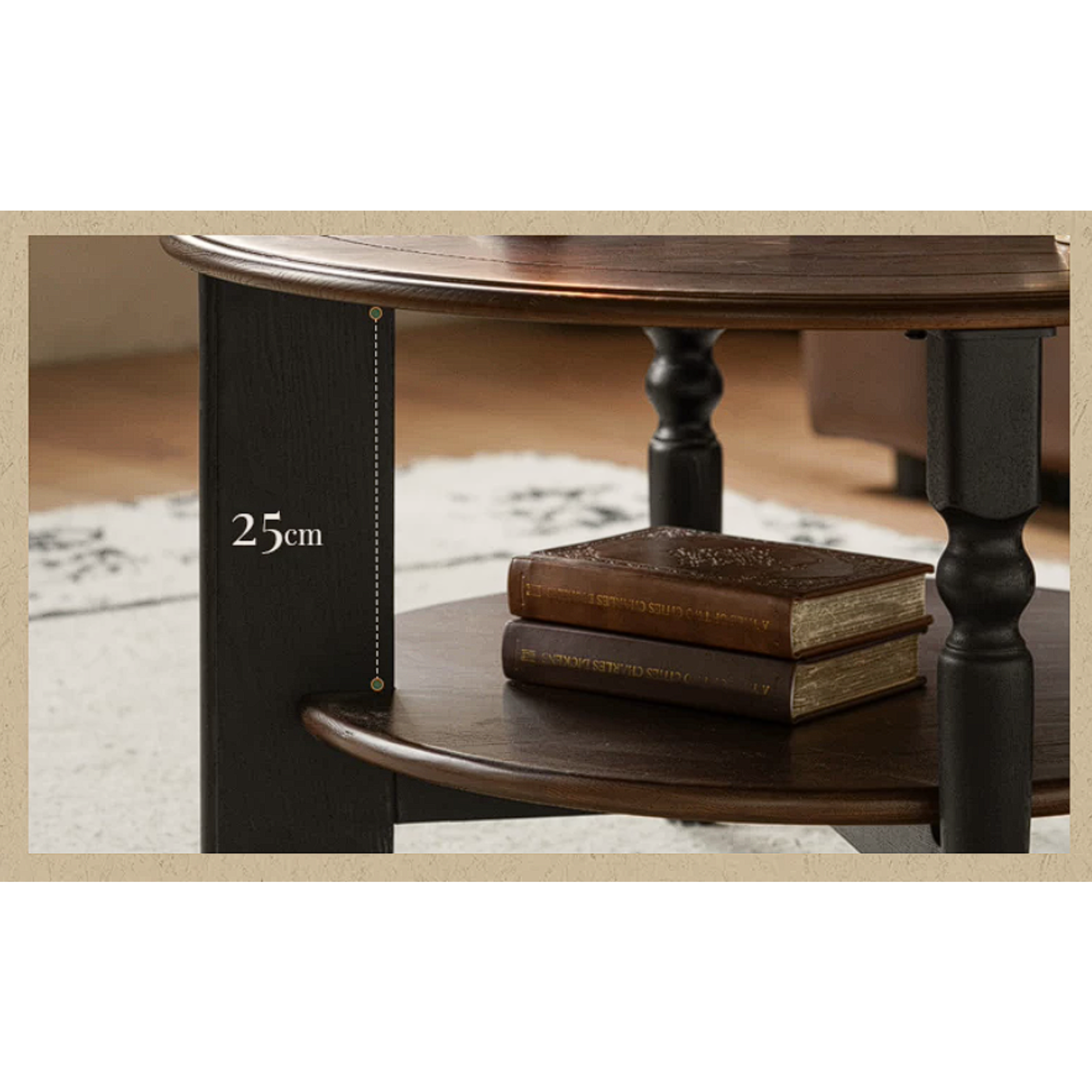 Ash Solid Wood Coffee Table with Round Design and American Style