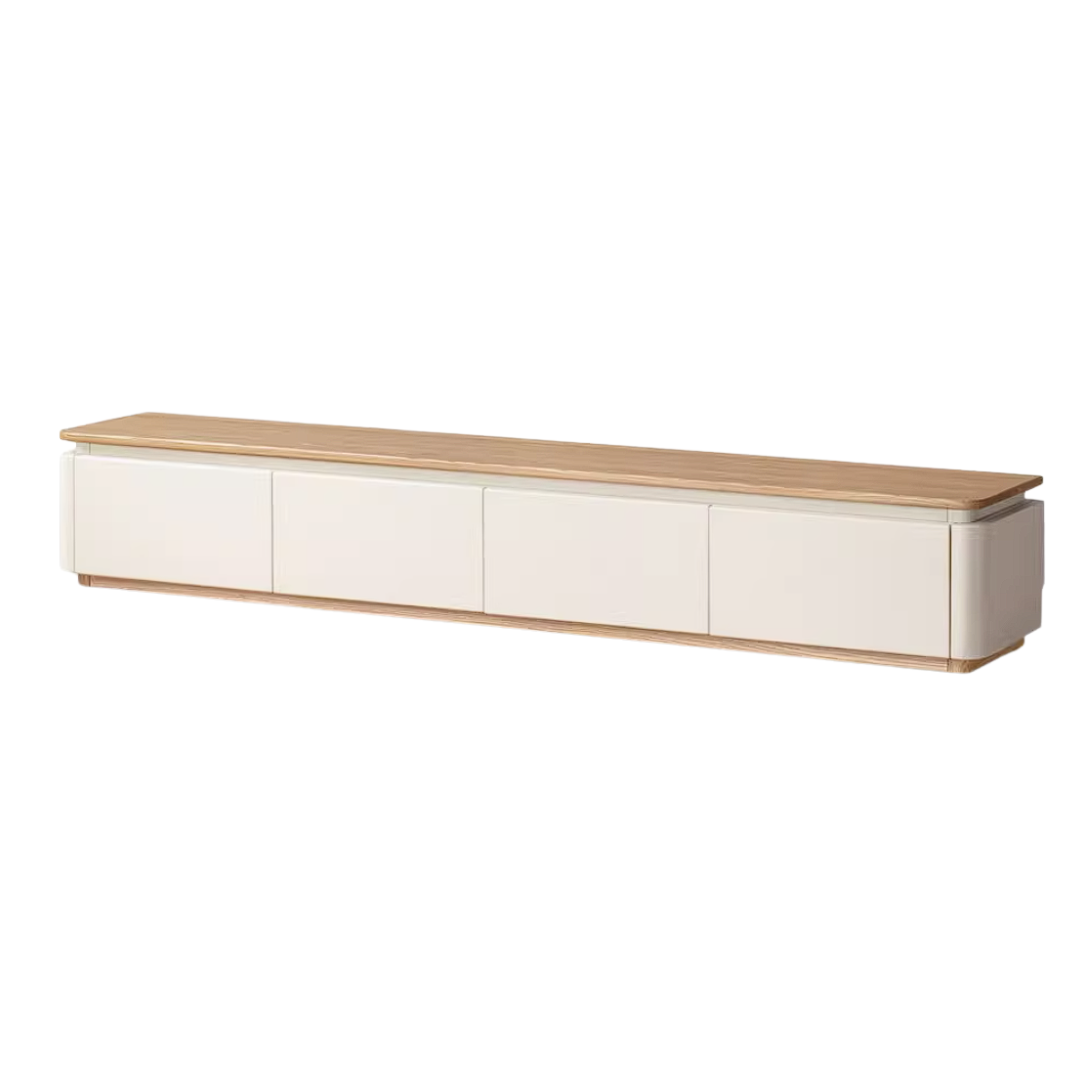 Ash Solid Wood TV Cabinet with Floor Standing Storage Design
