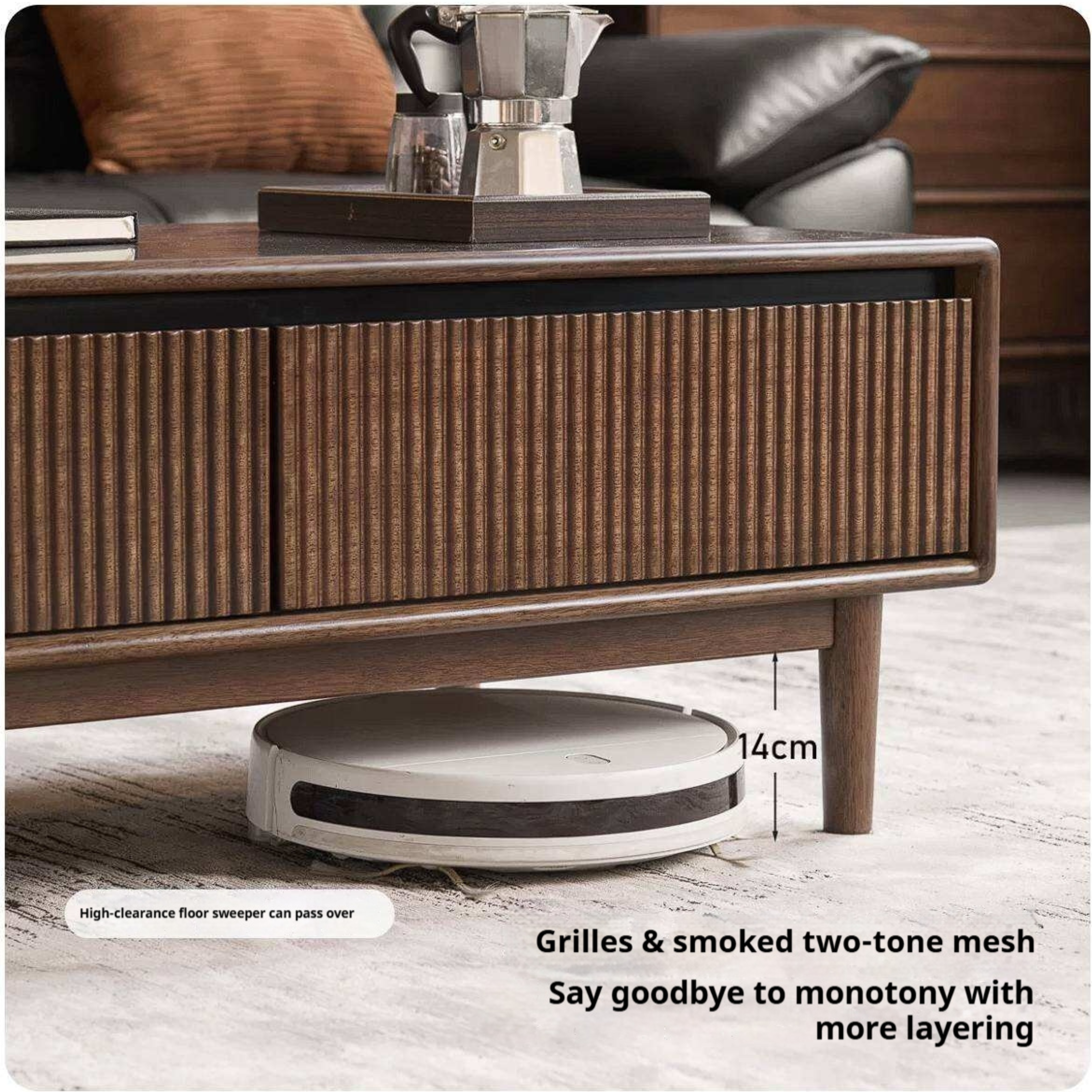 Golden Pearwood Solid Wood Rectangular Coffee Table with Modern Italian Style