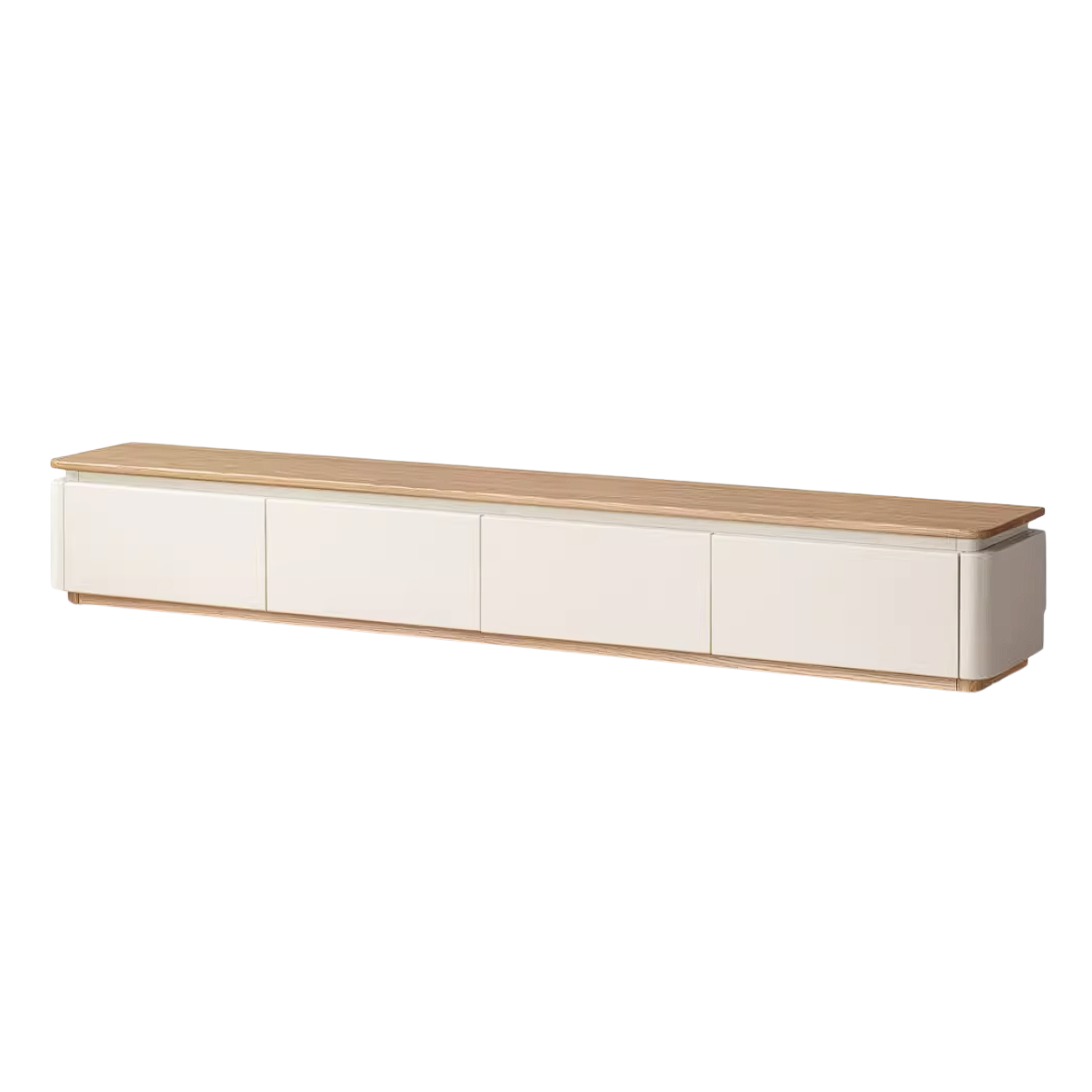 Ash Solid Wood TV Cabinet with Floor Standing Storage Design