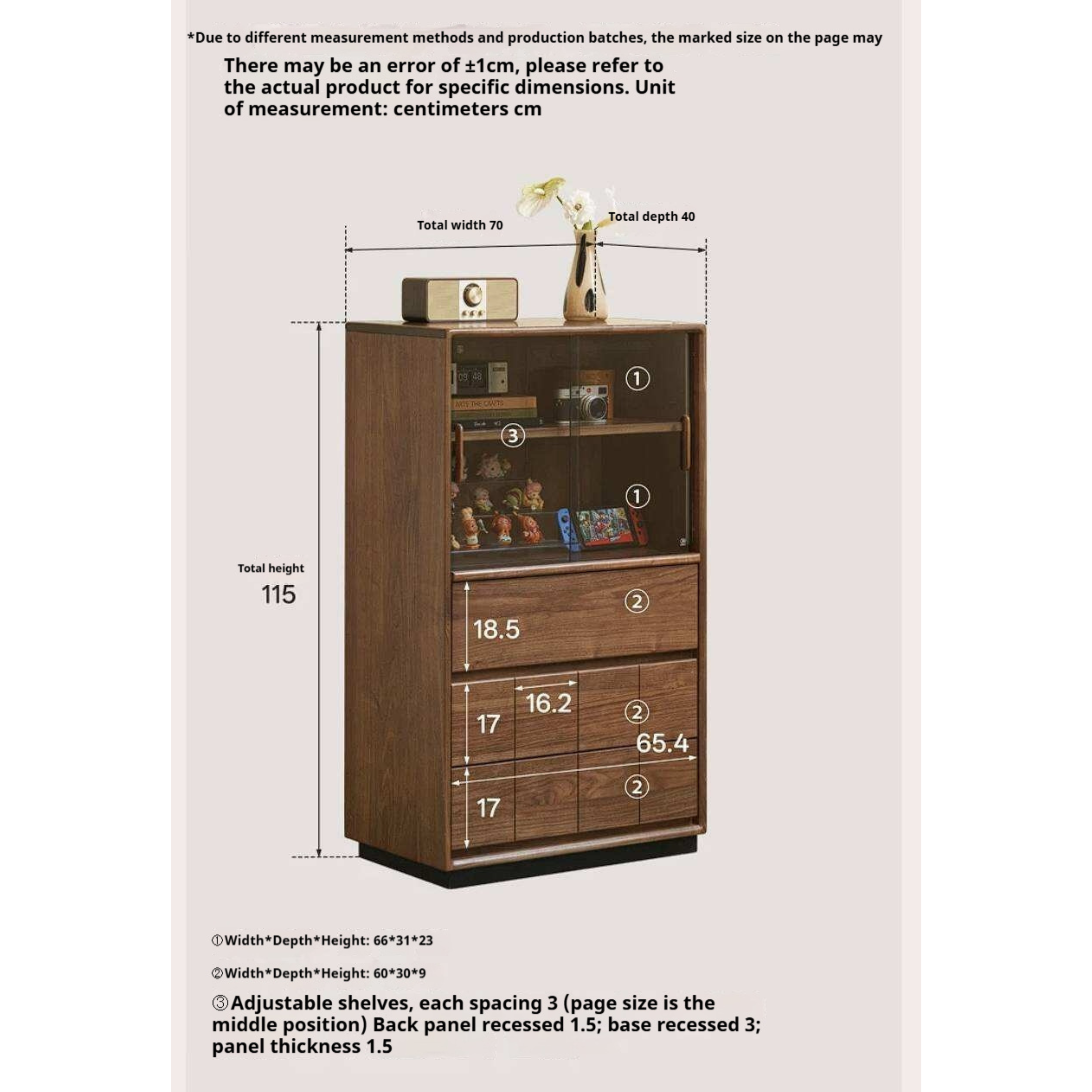 Black Walnut, Oak Solid Wood Side Cabinet with Integrated Lighting and Minimalist Design