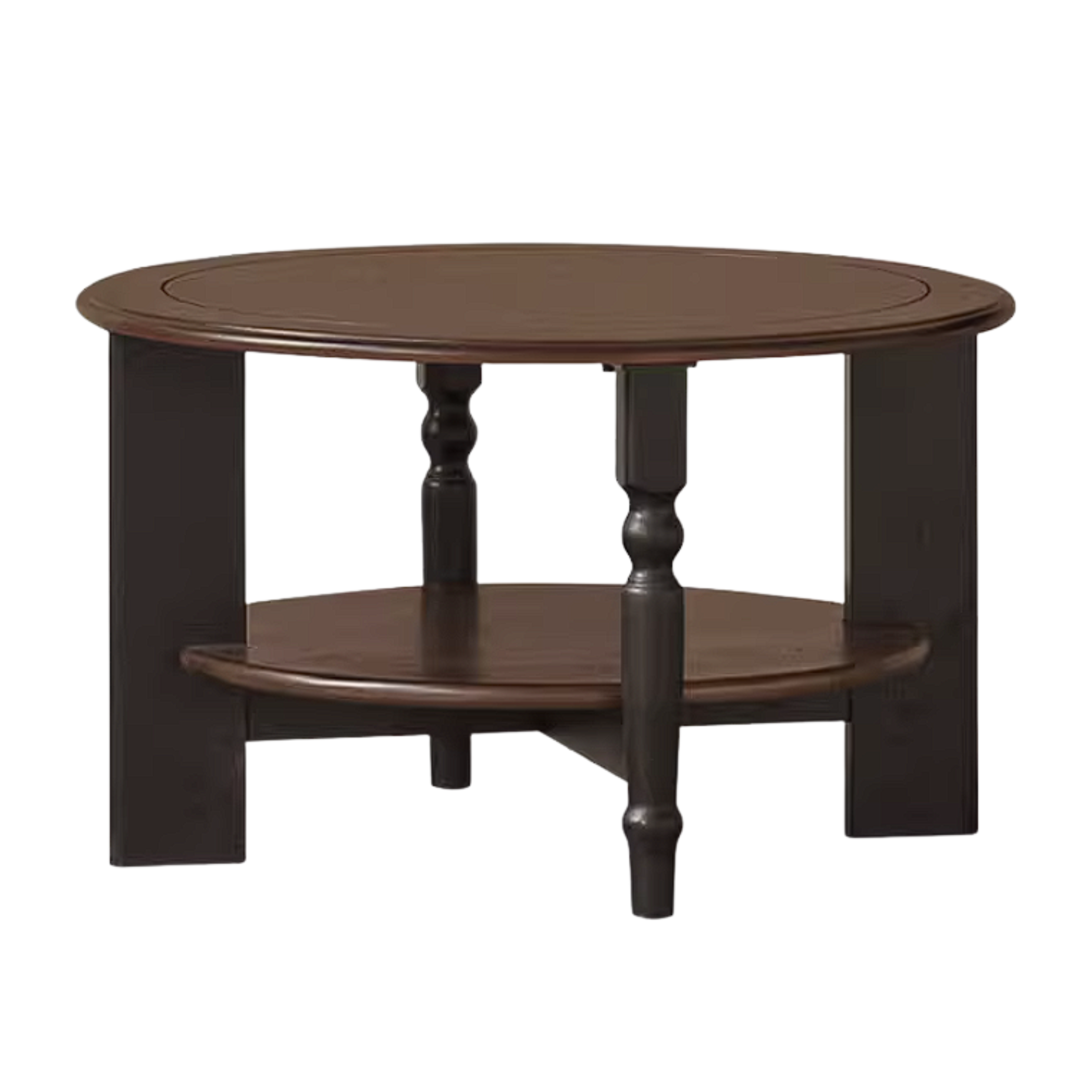 Ash Solid Wood Coffee Table with Round Design and American Style