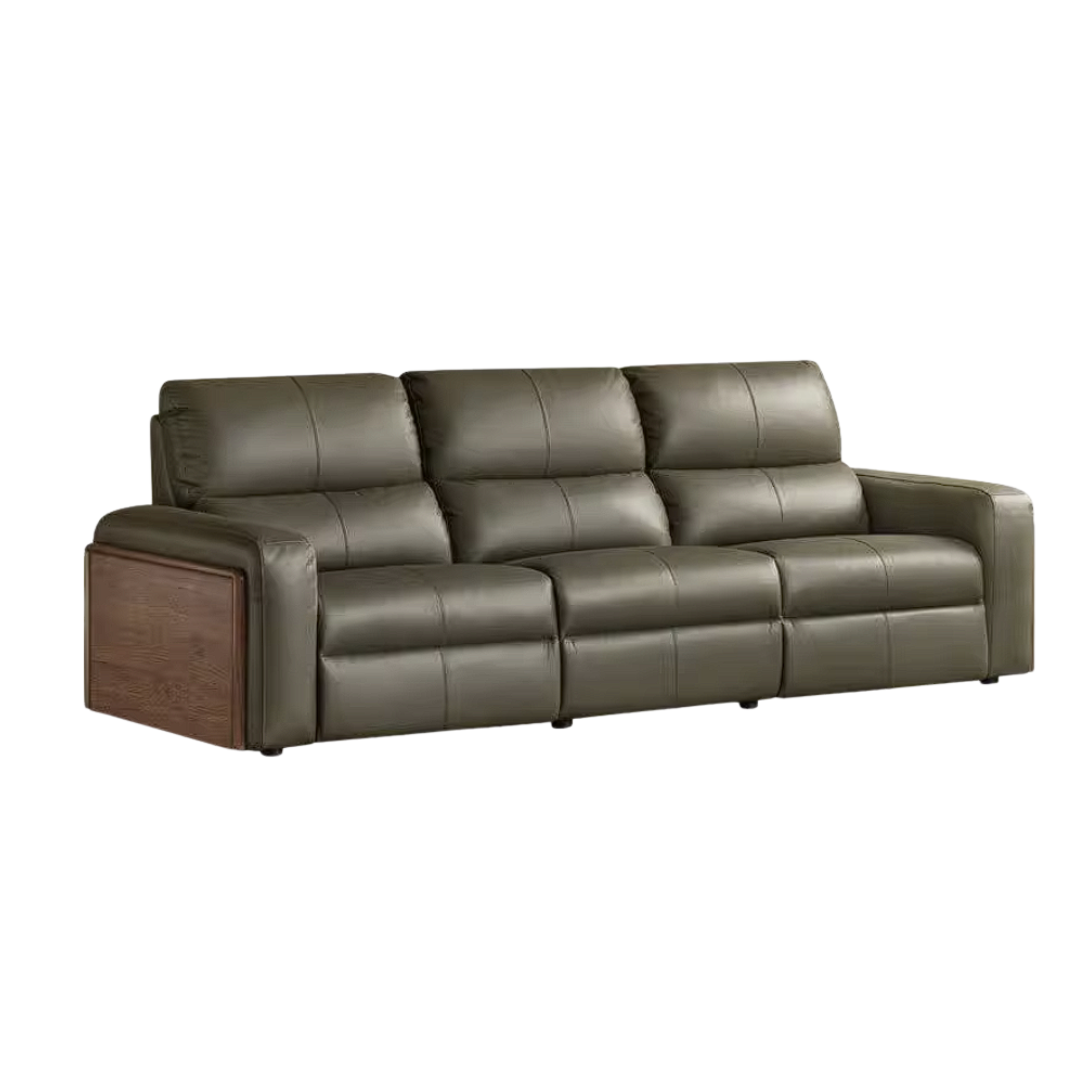 Black Walnut, Golden Sandalwood Solid Wood Top-Grain Genuine Leather Sofa Zero-Wall Recliner Design