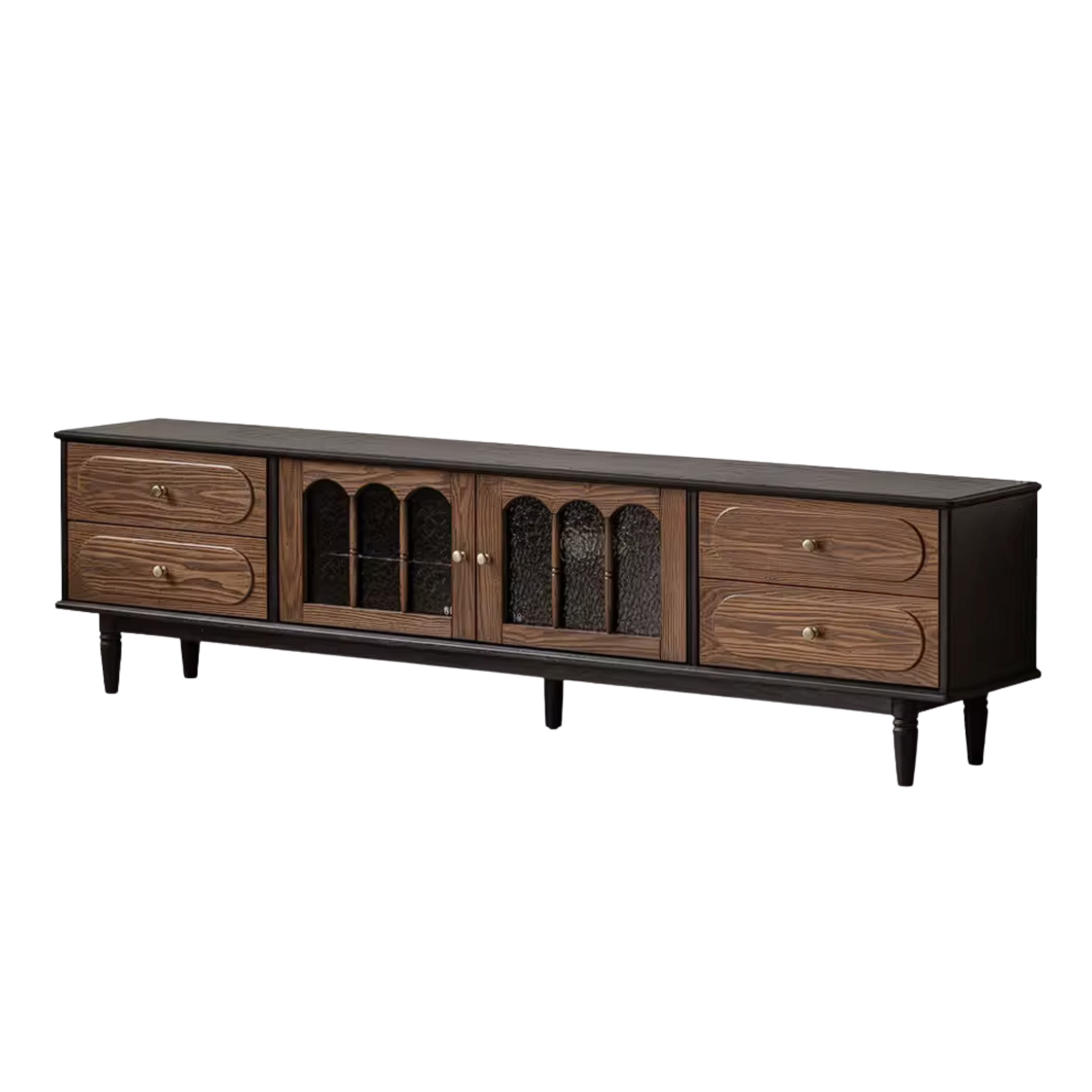 Ash Solid Wood TV Cabinet with Tall Storage and French Retro Design