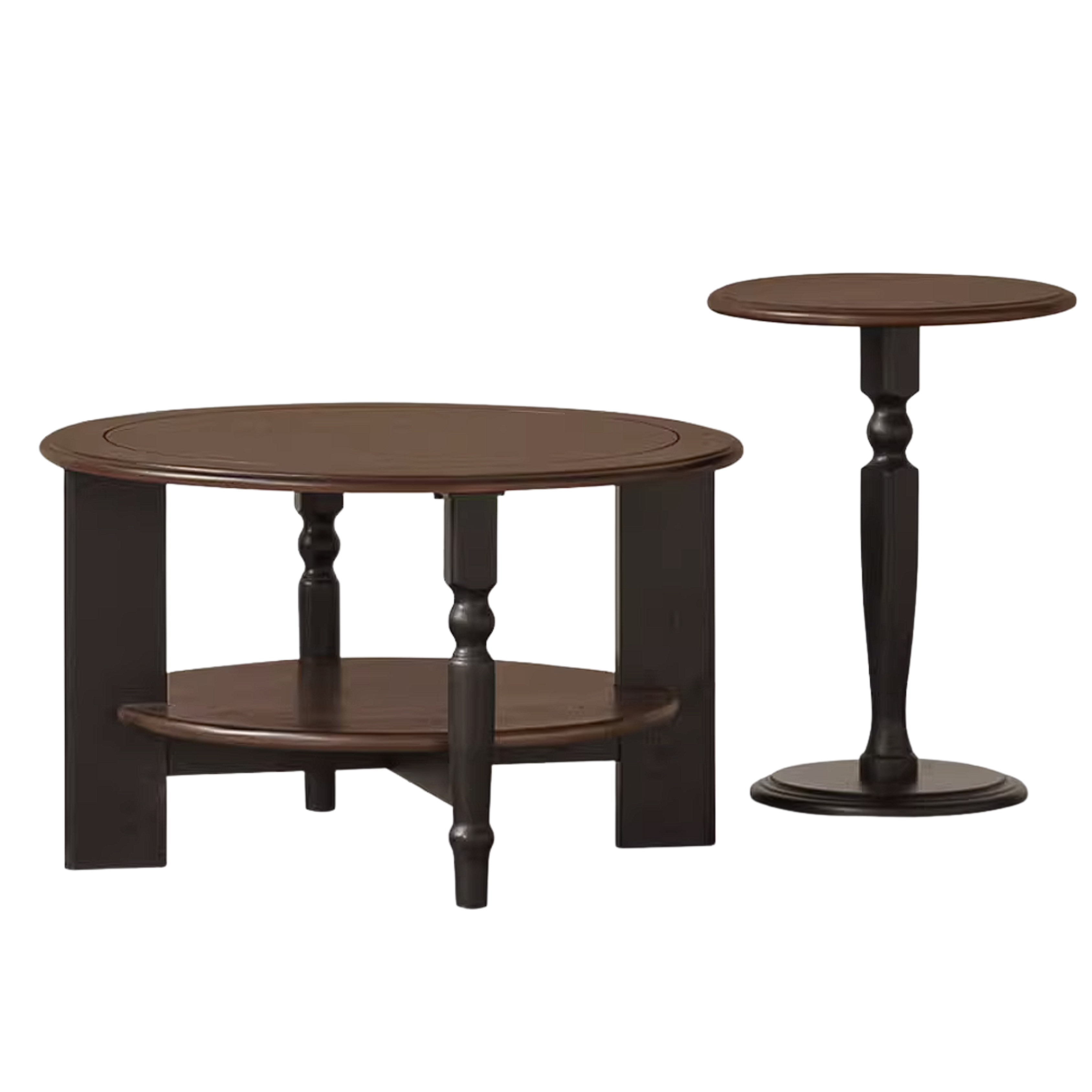 Ash Solid Wood Coffee Table with Round Design and American Style