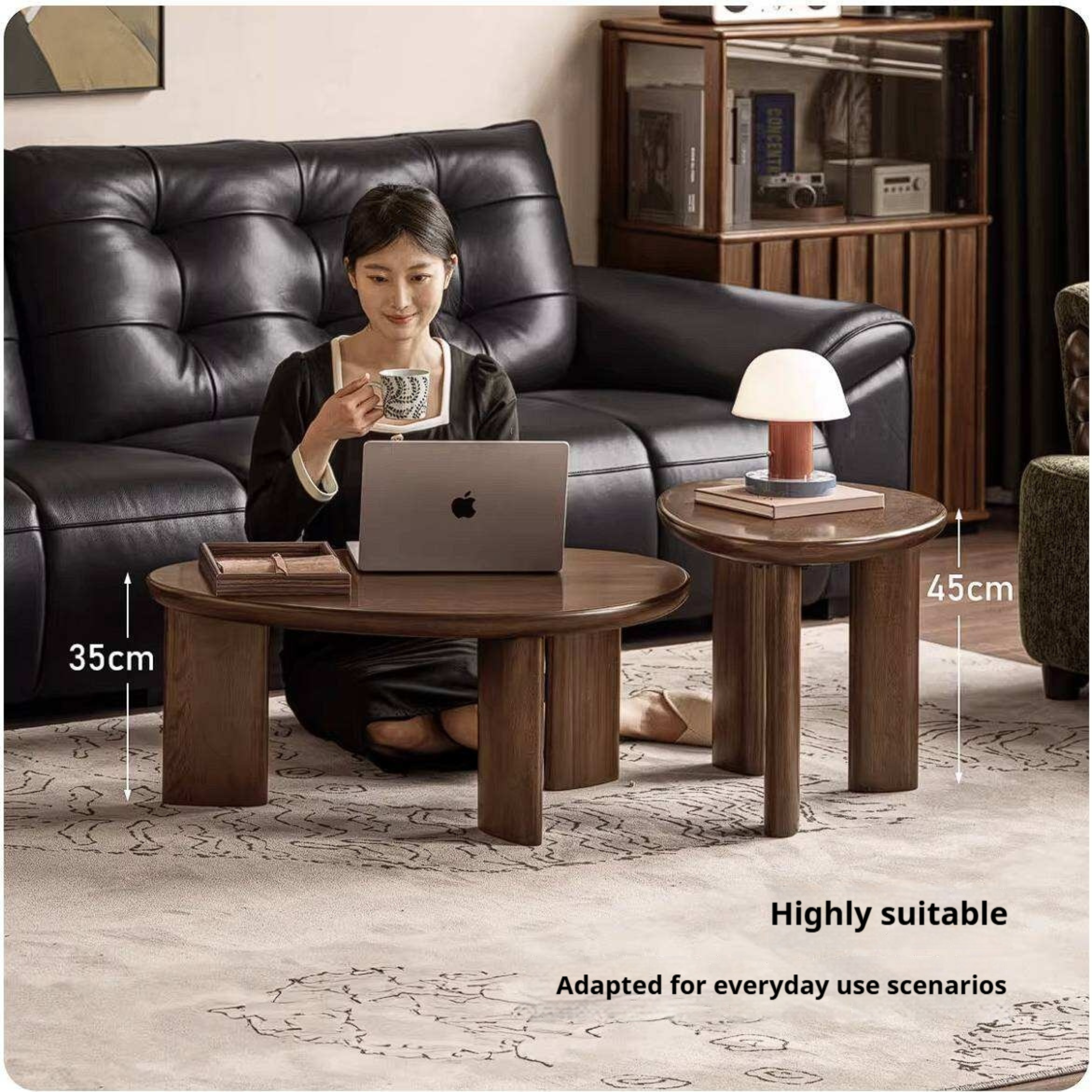 Golden Pearwood Solid Wood Coffee Table with Sculptural Form and Italian Inspired Design