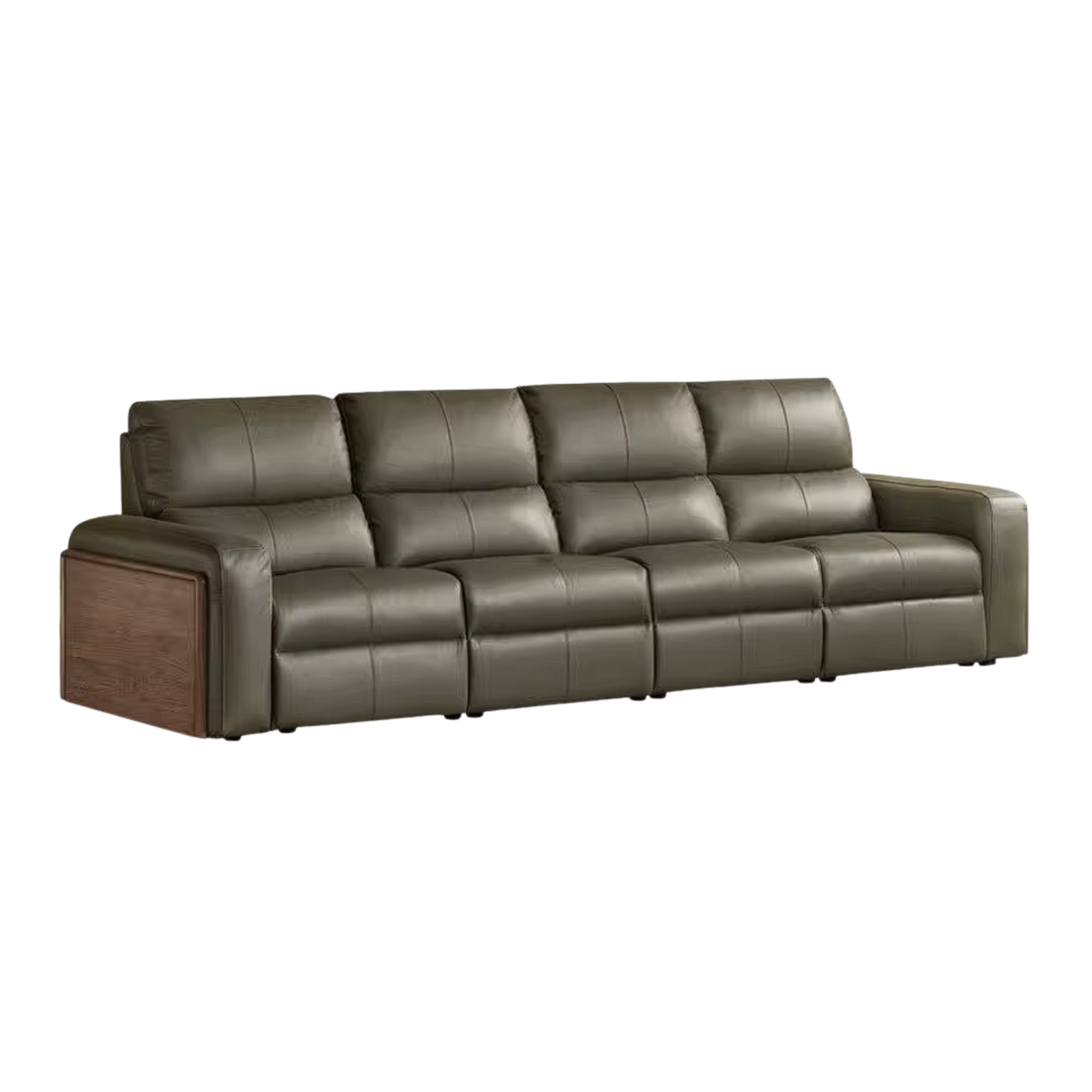 Black Walnut, Golden Sandalwood Solid Wood Top-Grain Genuine Leather Sofa Zero-Wall Recliner Design