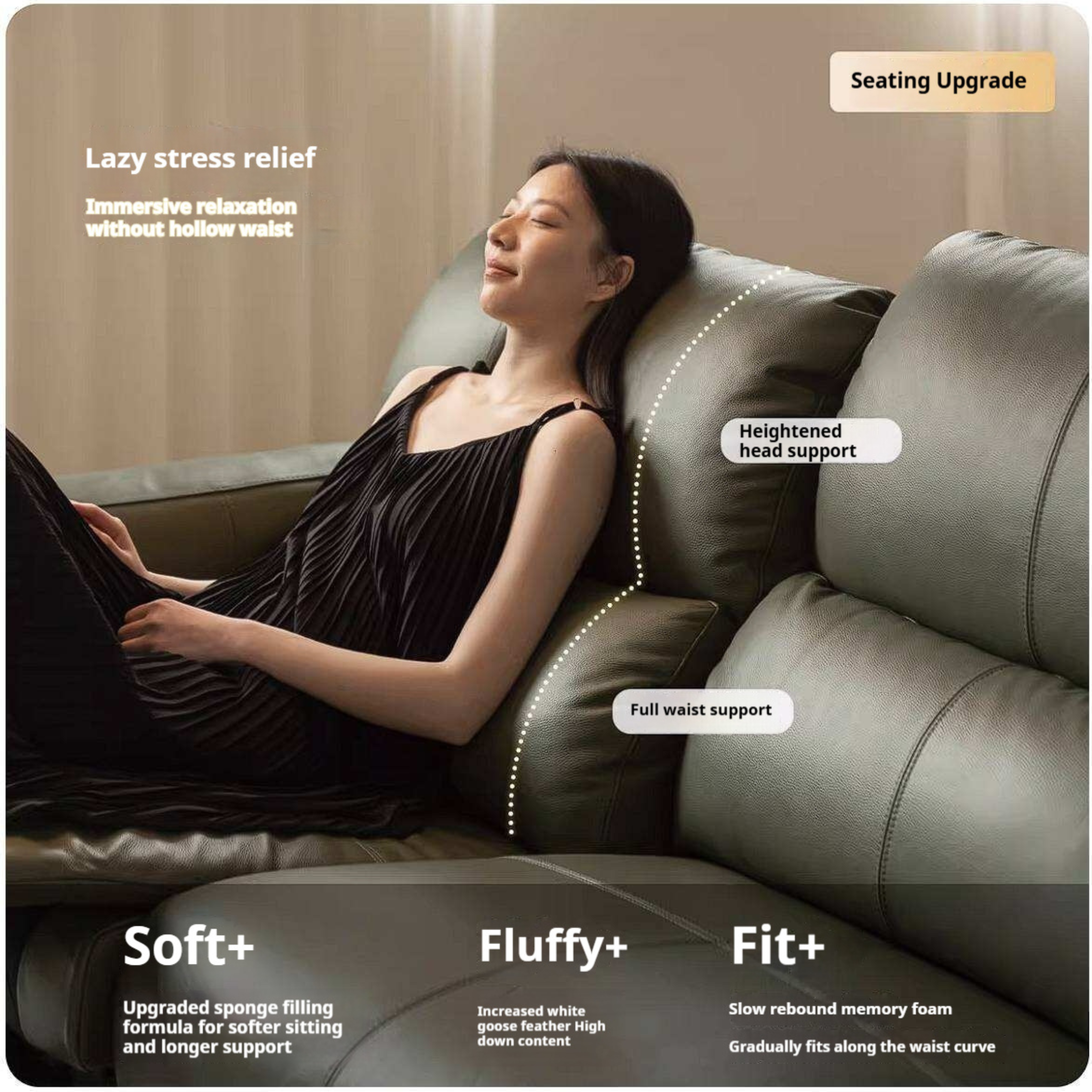 Black Walnut, Golden Sandalwood Solid Wood Top-Grain Genuine Leather Sofa Zero-Wall Recliner Design