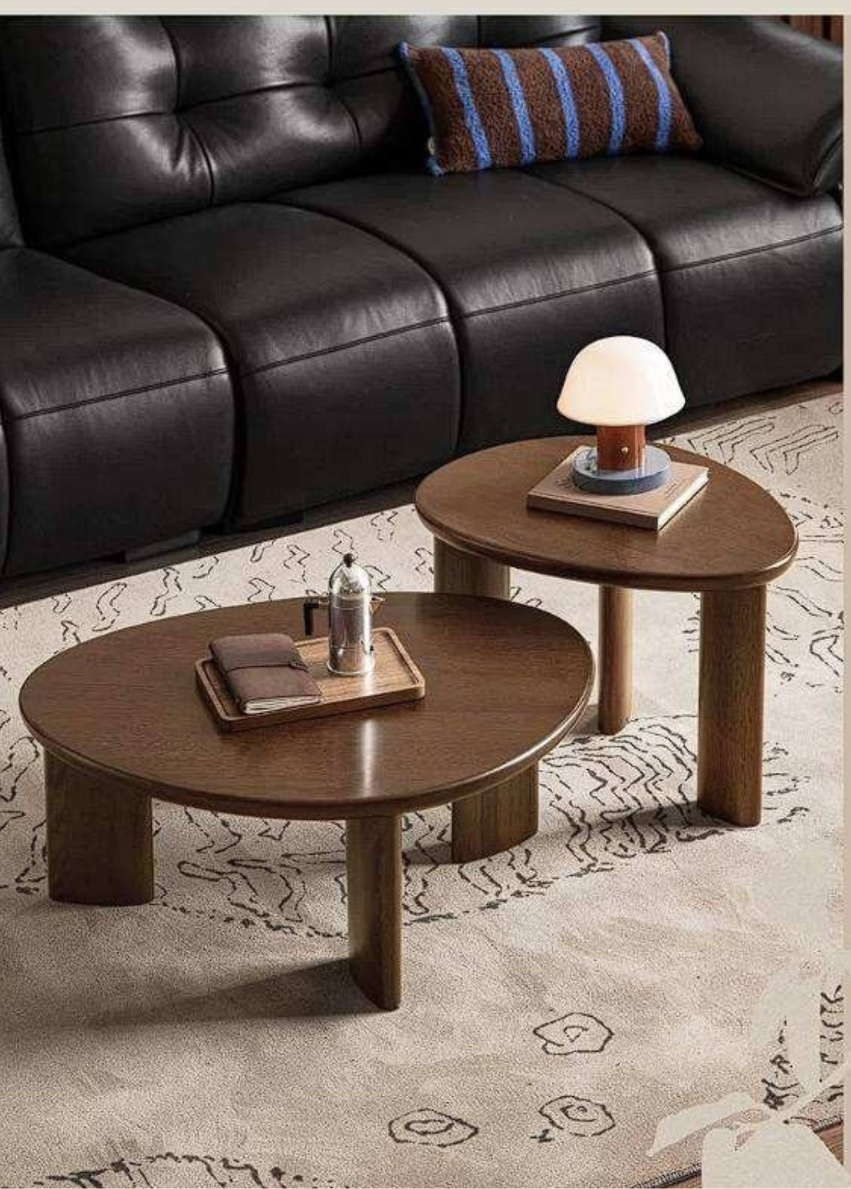 Solid Longan Hardwood Coffee Table with Sculptural Form and Italian Inspired Design