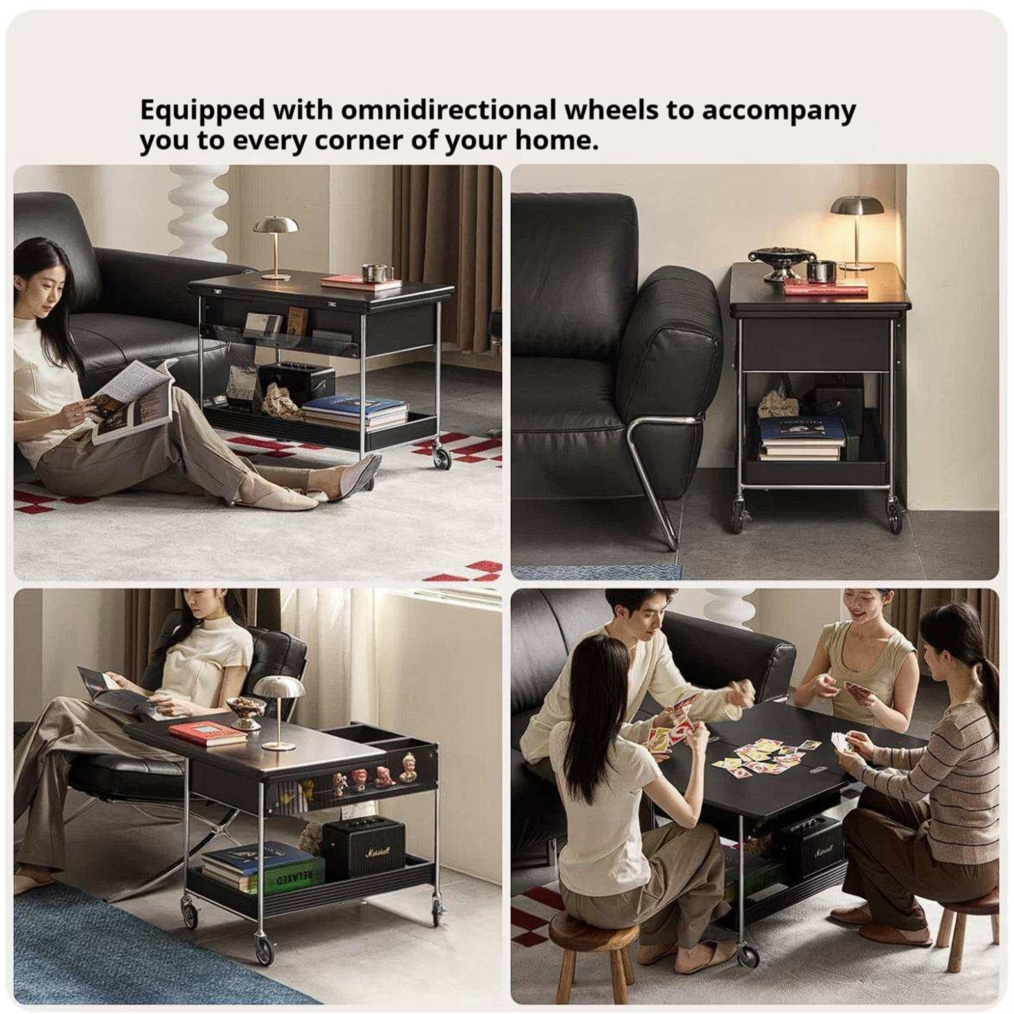 Tulipwood Solid Wood Foldable Coffee Table with Mobile Design