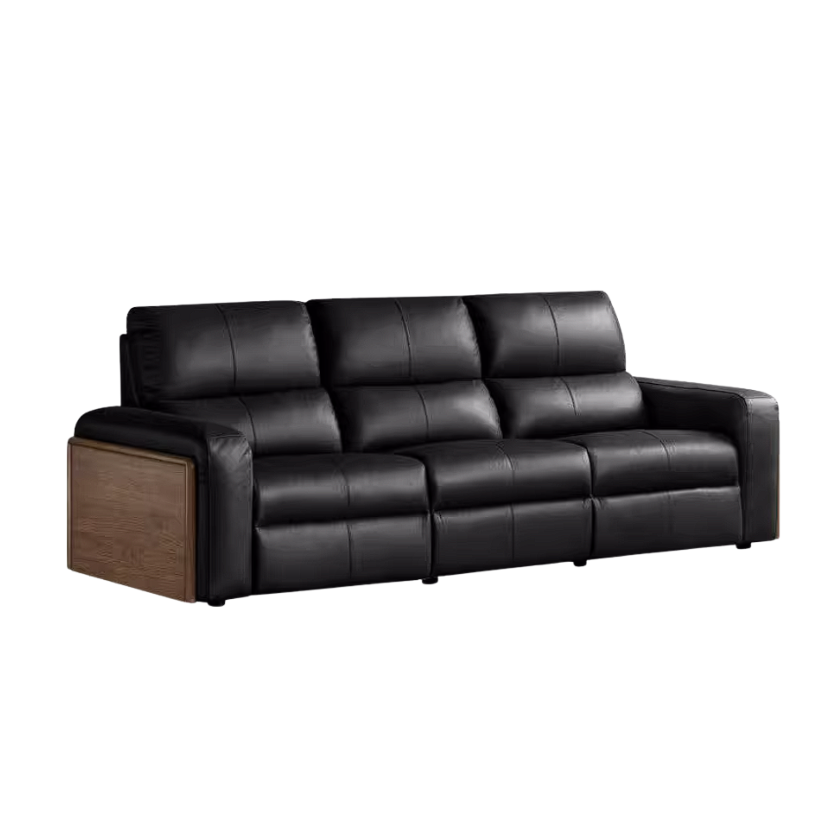 Black Walnut, Golden Sandalwood Solid Wood Top-Grain Genuine Leather Sofa Zero-Wall Recliner Design
