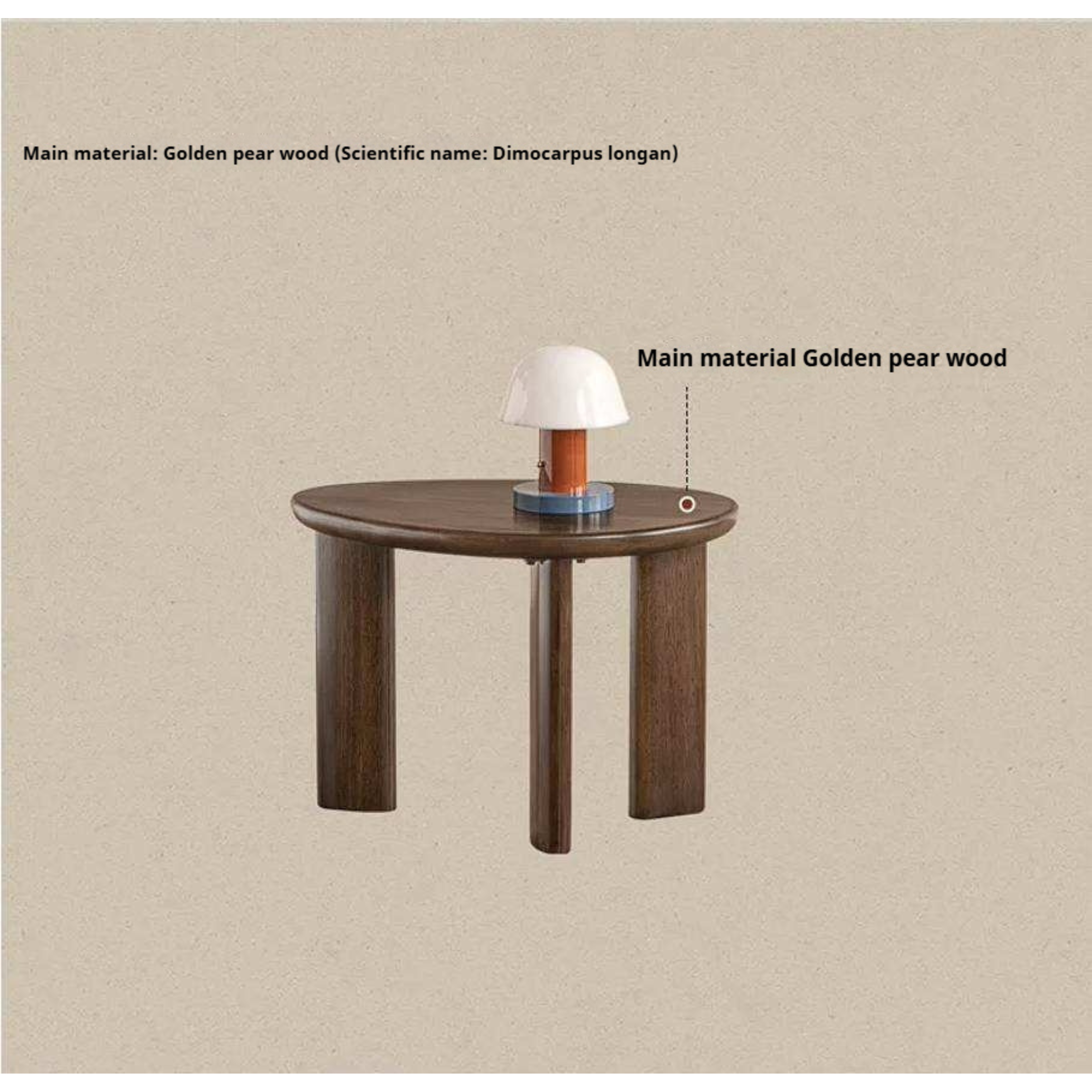 Golden Pearwood Solid Wood Coffee Table with Sculptural Form and Italian Inspired Design