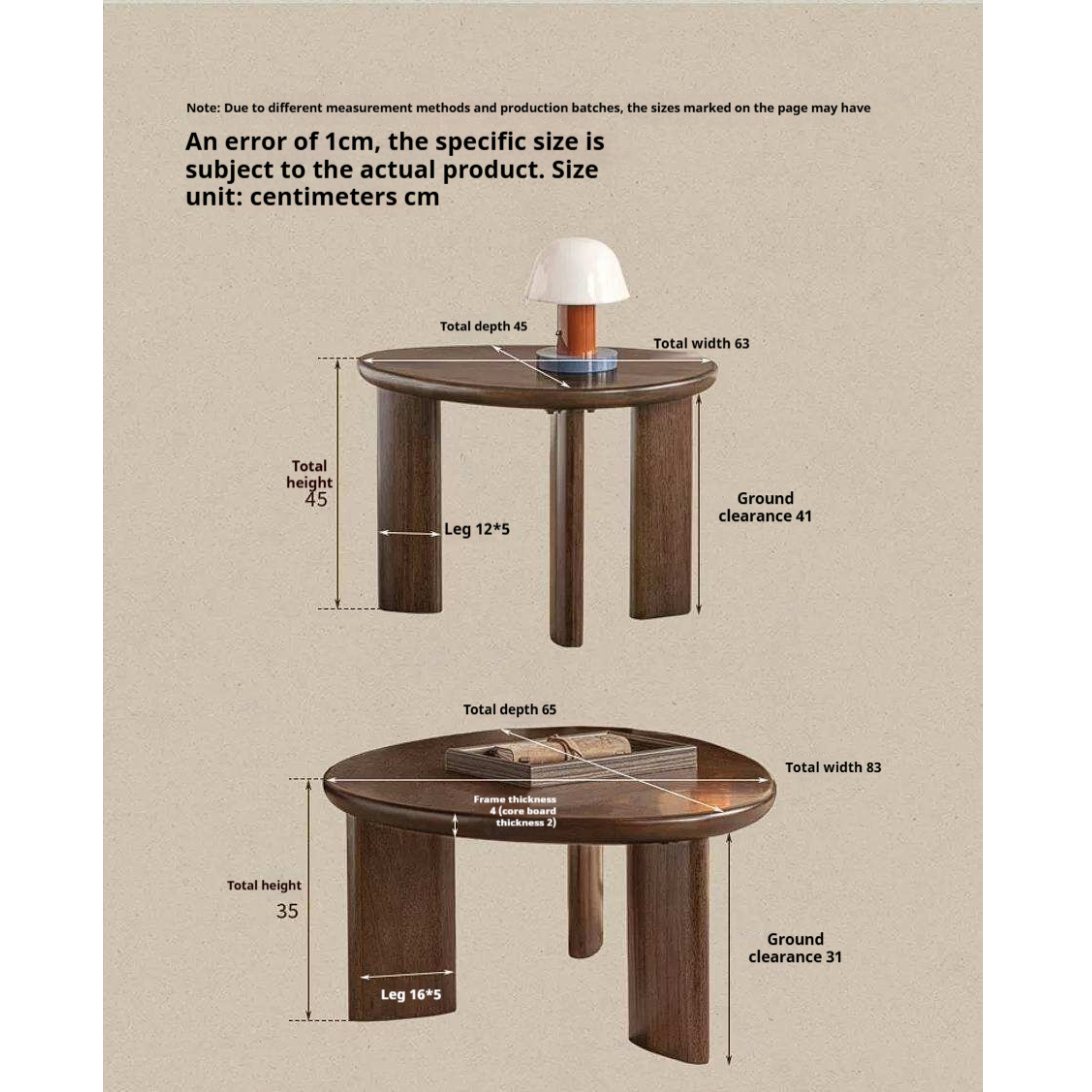 Golden Pearwood Solid Wood Coffee Table with Sculptural Form and Italian Inspired Design