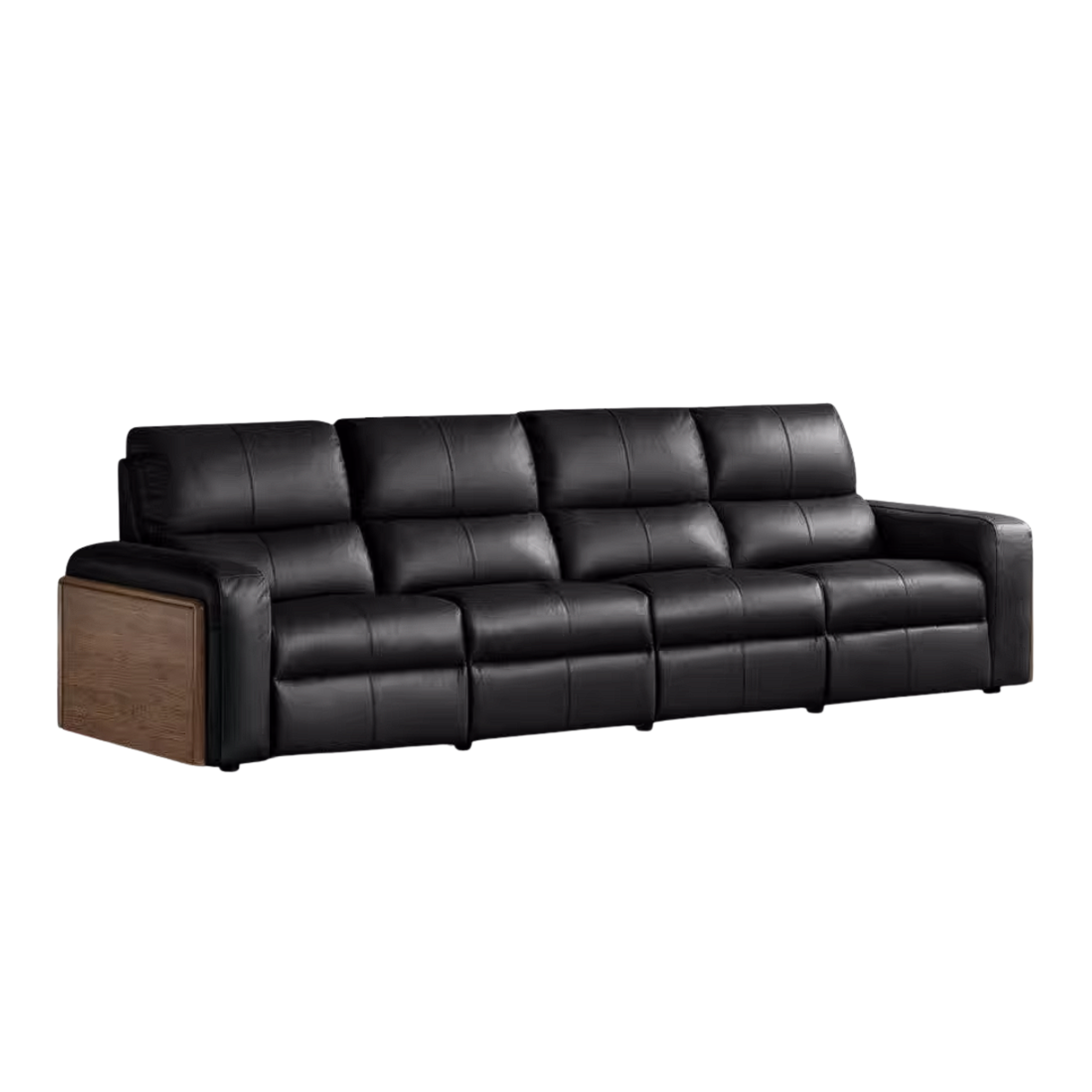 Black Walnut, Golden Sandalwood Solid Wood Top-Grain Genuine Leather Sofa Zero-Wall Recliner Design