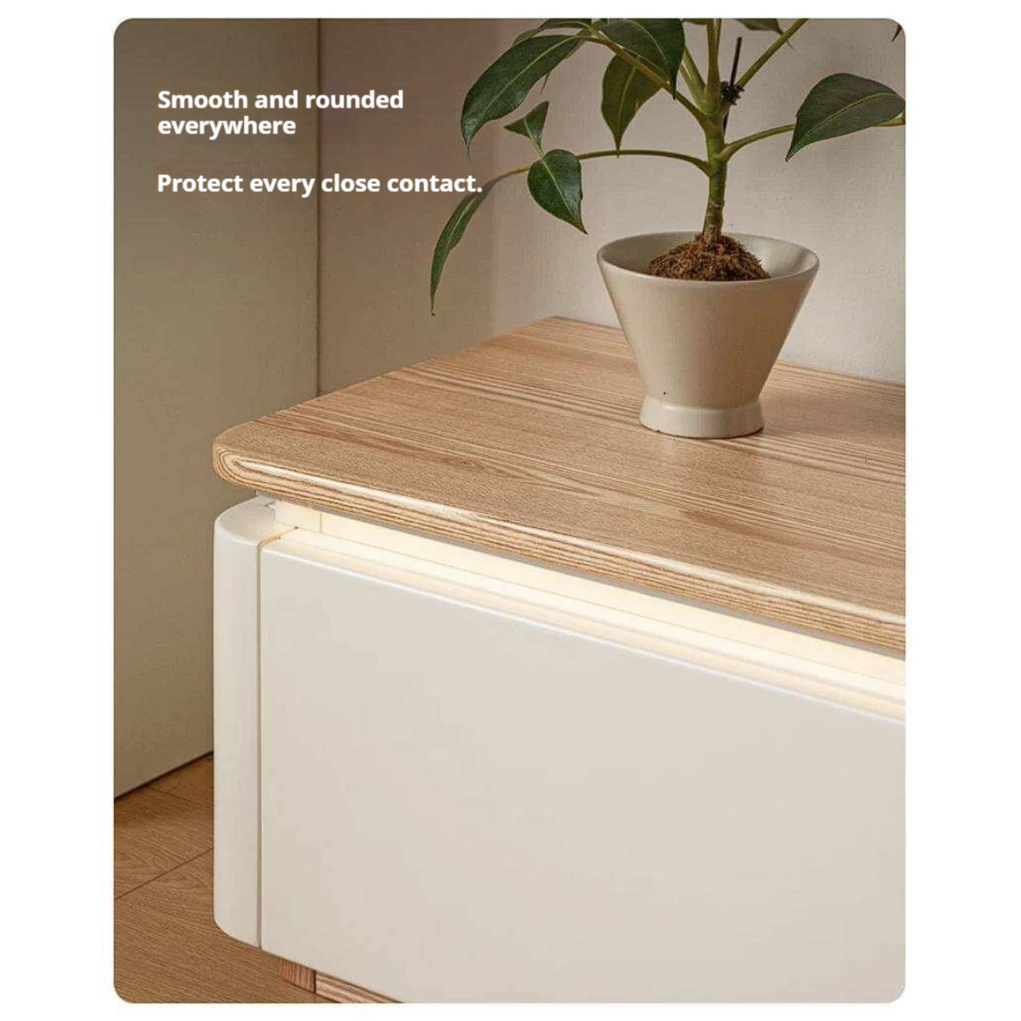 Ash Solid Wood TV Cabinet with Floor Standing Storage Design