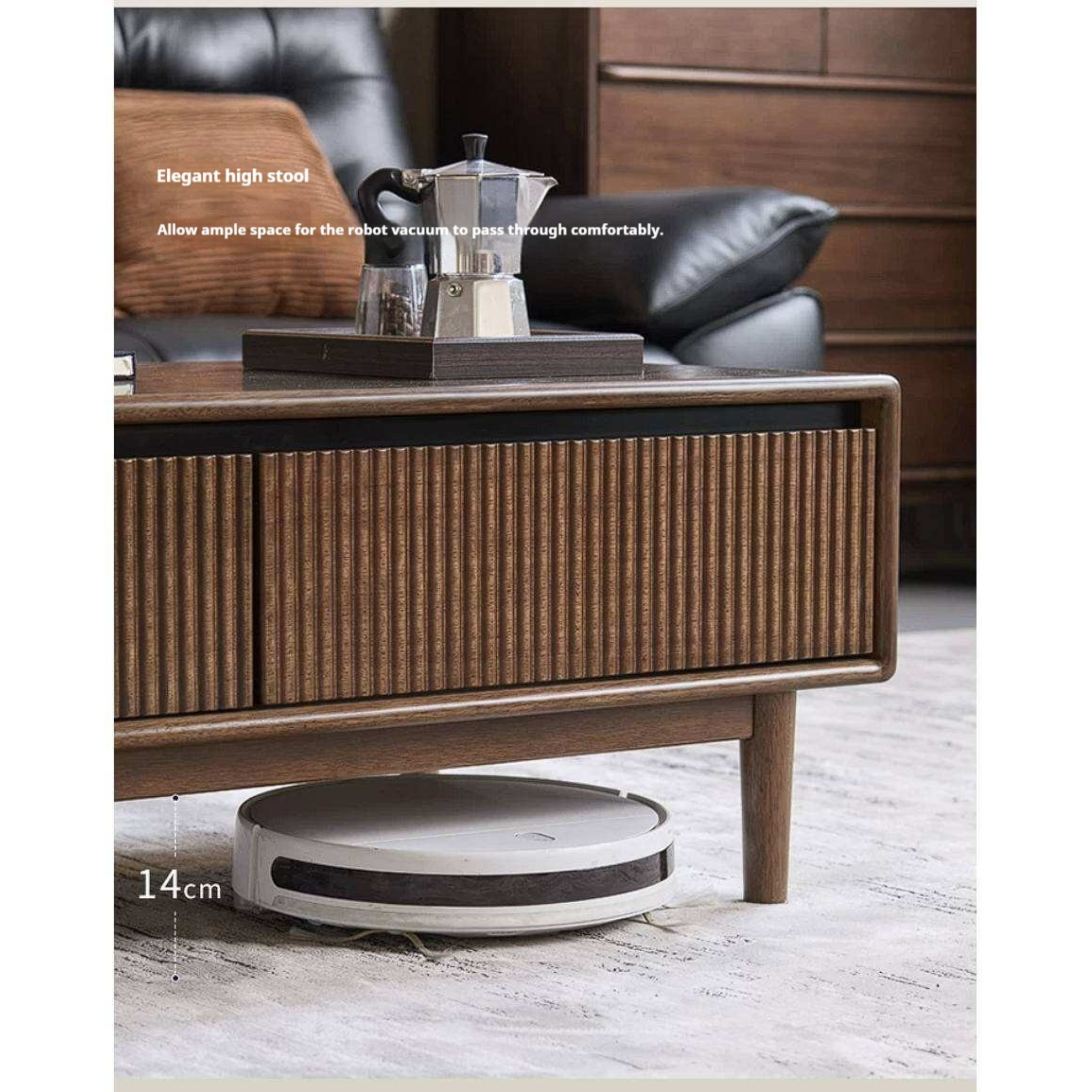 Golden Pearwood Solid Wood Rectangular Coffee Table with Modern Italian Style