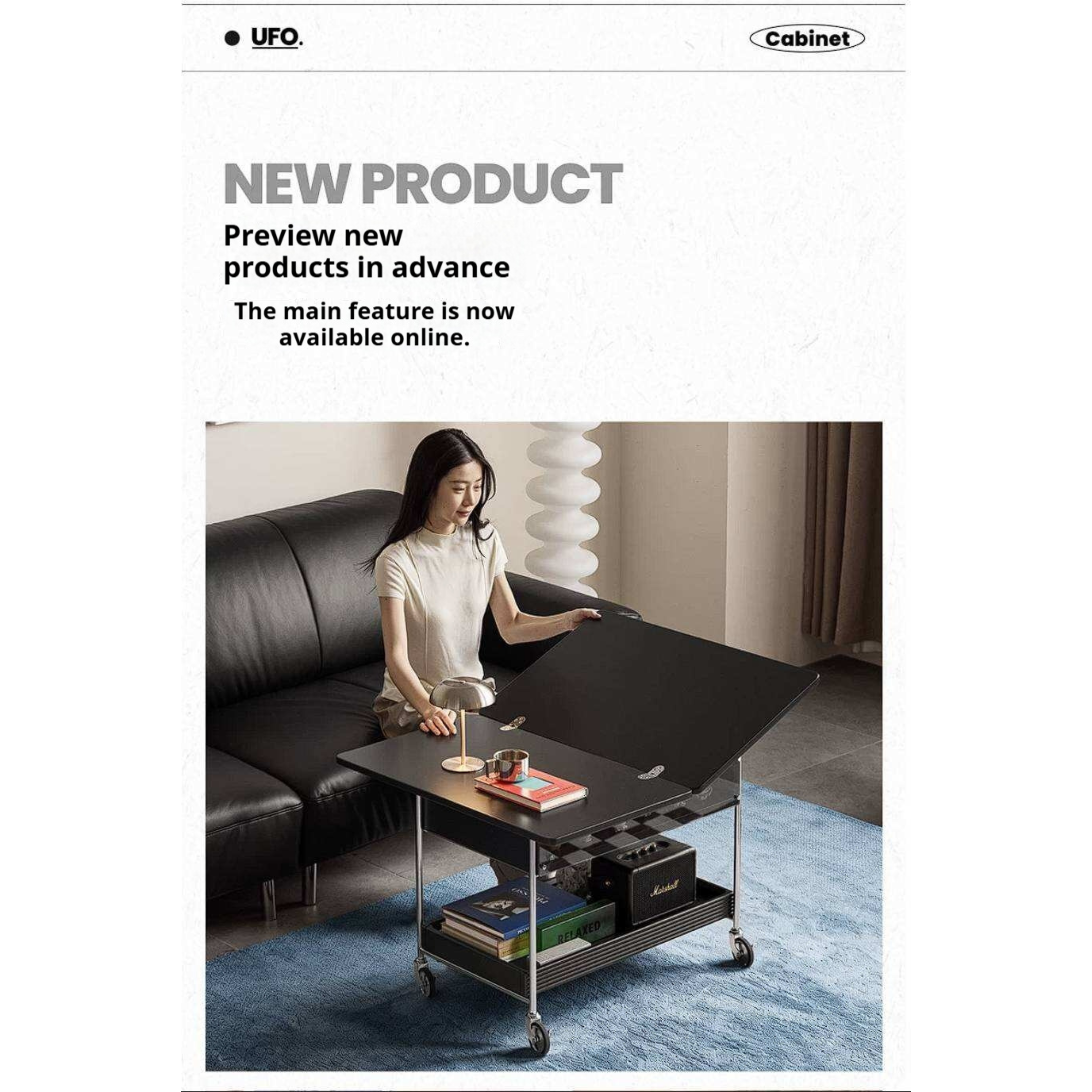 Tulipwood Solid Wood Foldable Coffee Table with Mobile Design