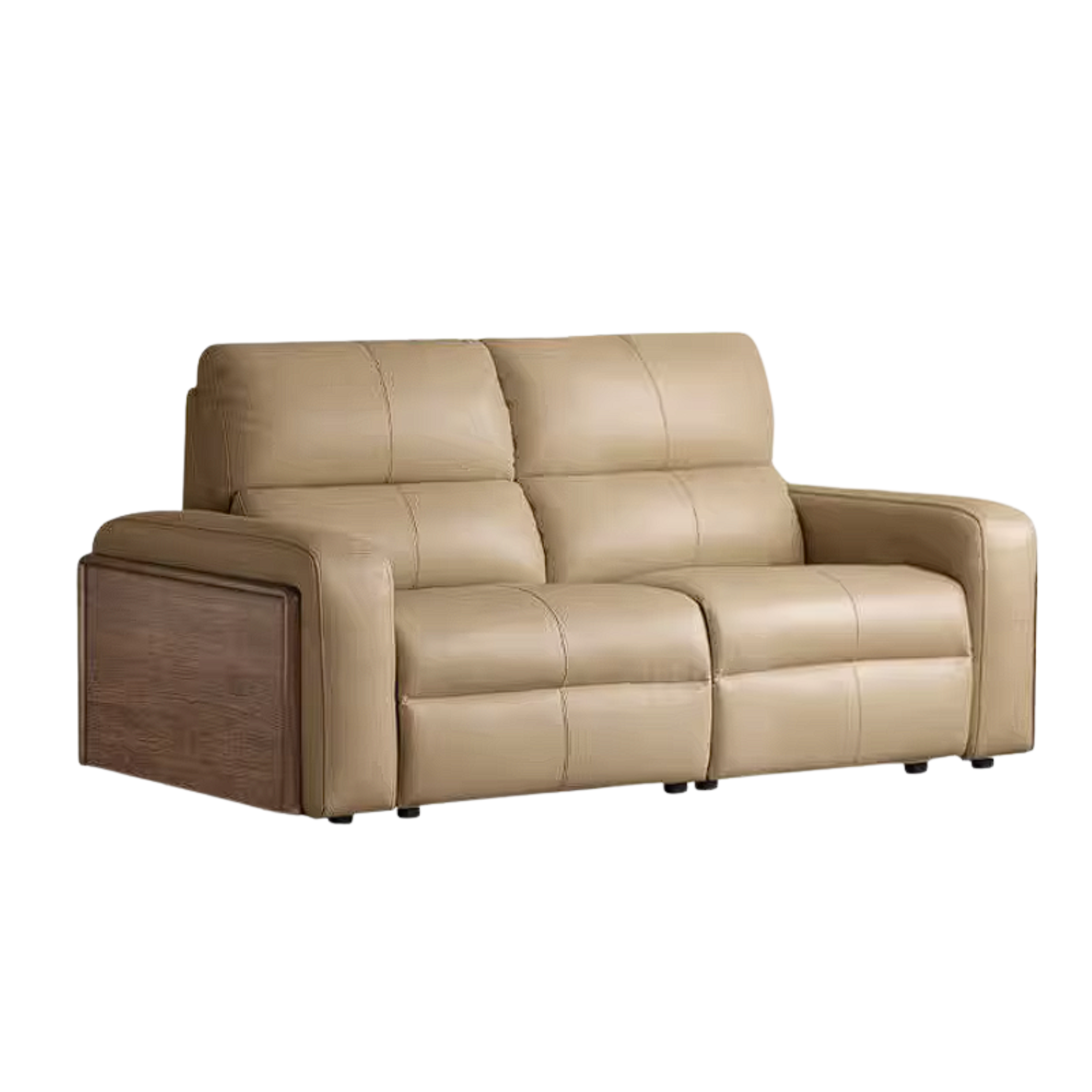 Black Walnut, Golden Sandalwood Solid Wood Top-Grain Genuine Leather Sofa Zero-Wall Recliner Design