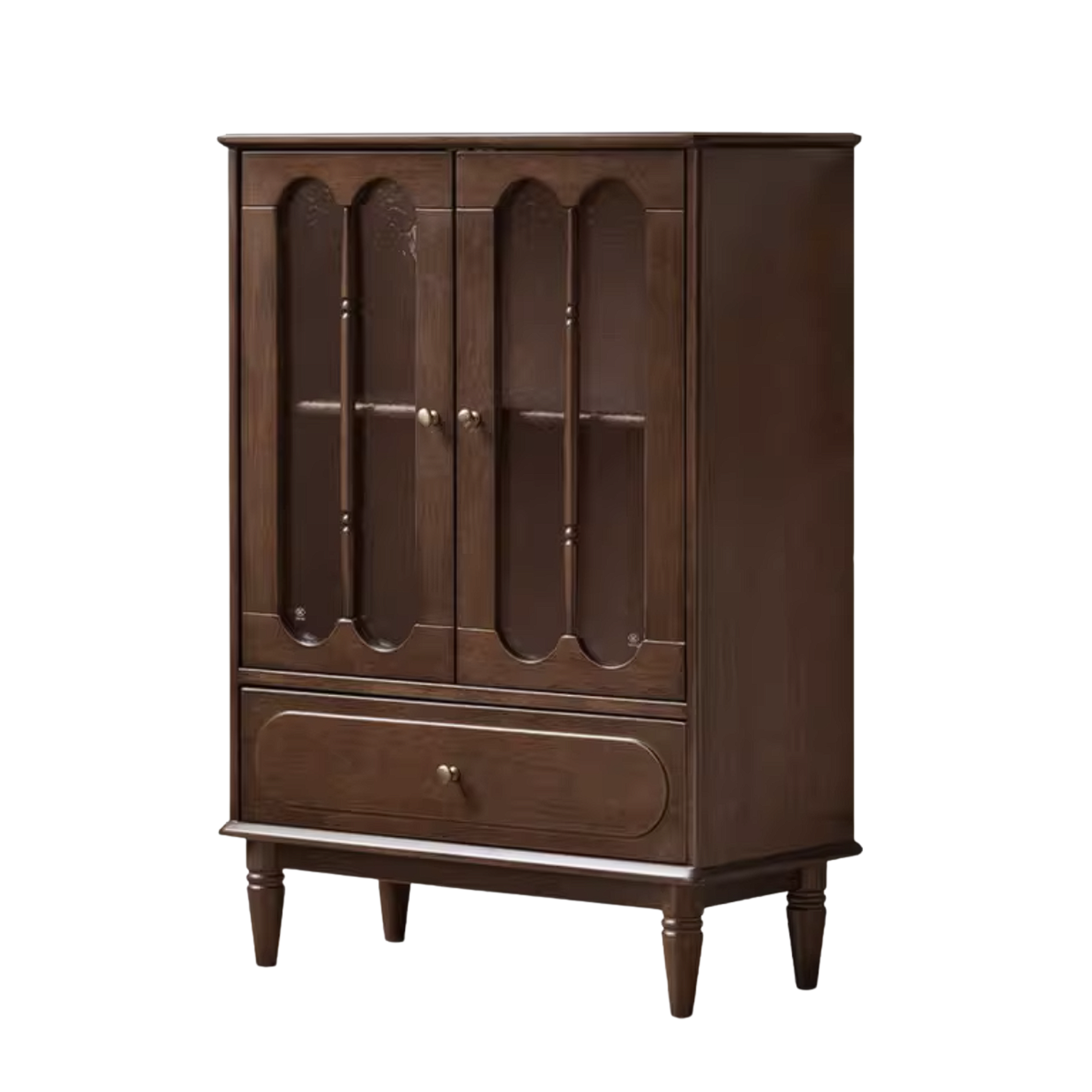 Golden Pearwood Solid Wood Side Cabinet French Retro Design