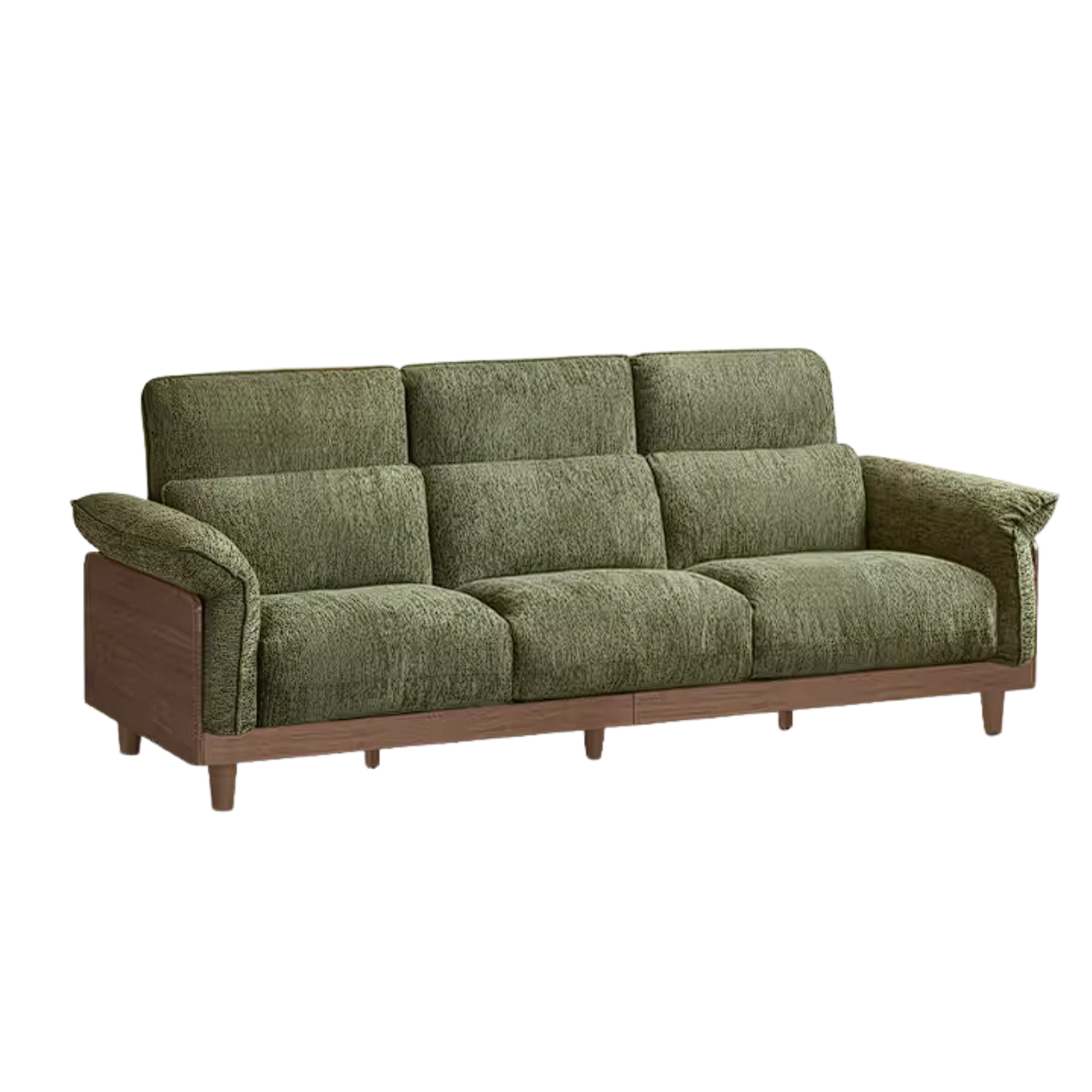 Black Walnut, Ash, Golden Sandalwood Solid Wood Genuine Top-Grain Leather, fabric High back Sofa