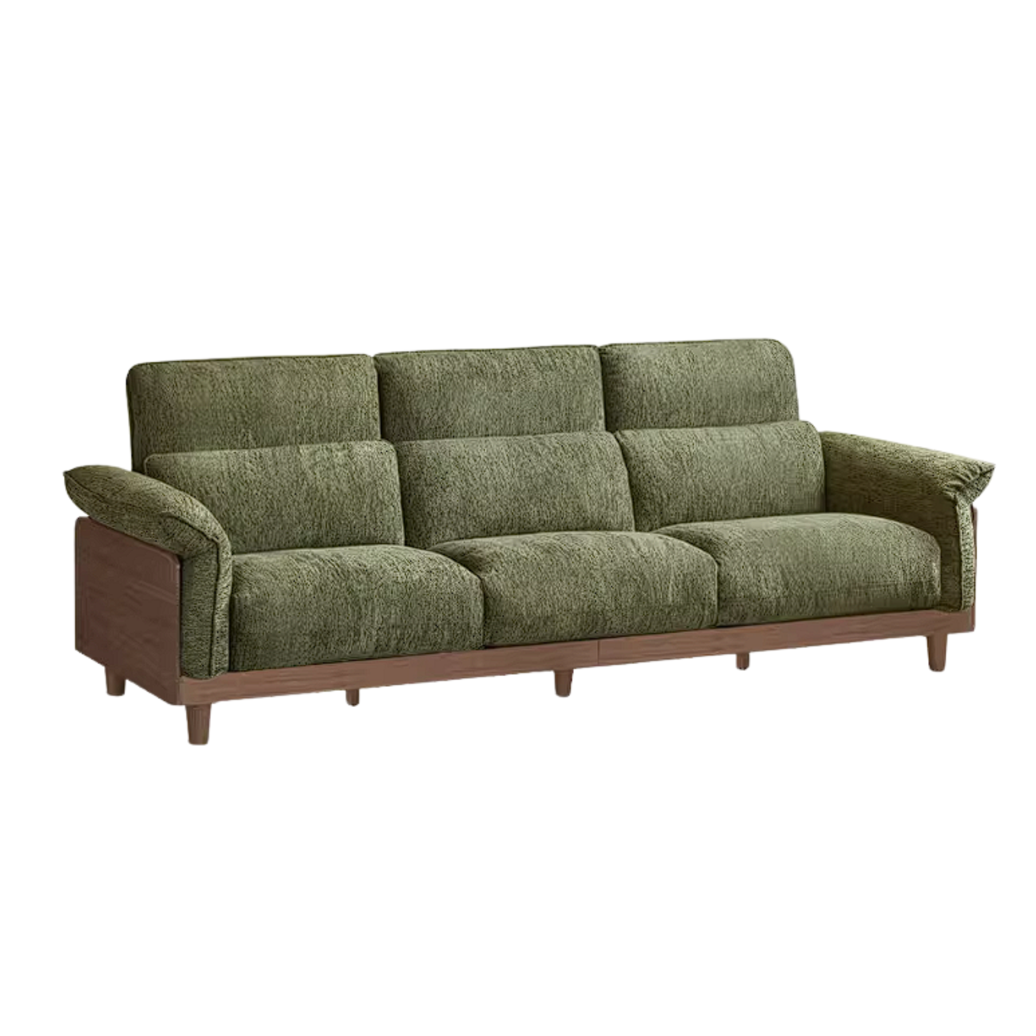 Black Walnut, Ash, Golden Sandalwood Solid Wood Genuine Top-Grain Leather, fabric High back Sofa