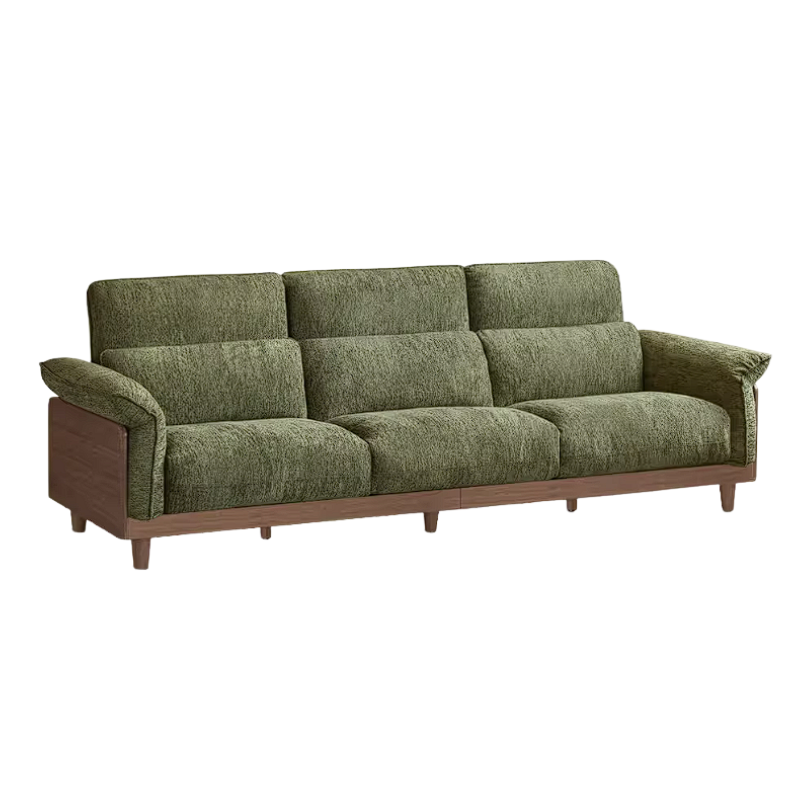 Black Walnut, Ash, Golden Sandalwood Solid Wood Genuine Top-Grain Leather, fabric High back Sofa