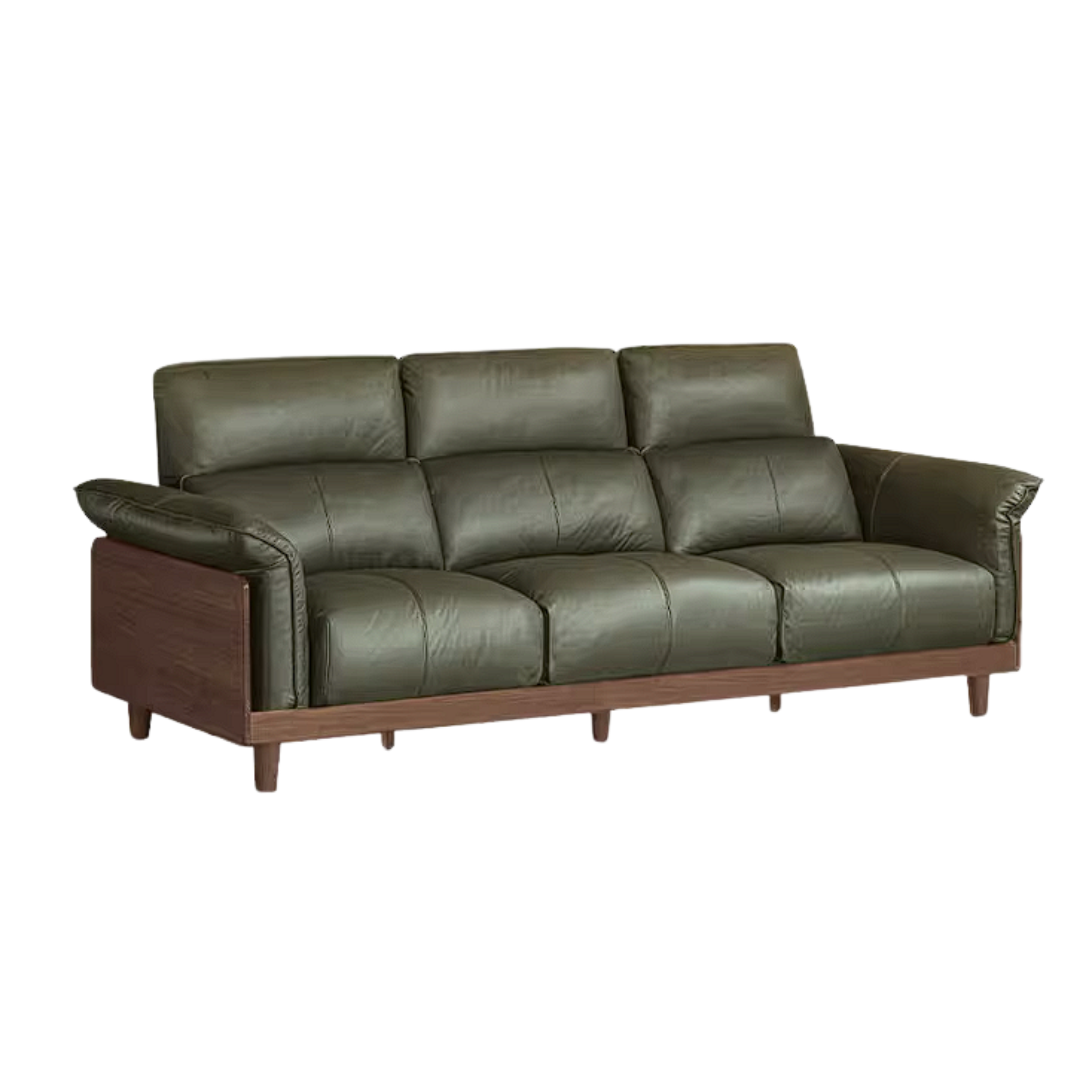 Black Walnut, Ash, Golden Sandalwood Solid Wood Genuine Top-Grain Leather, fabric High back Sofa