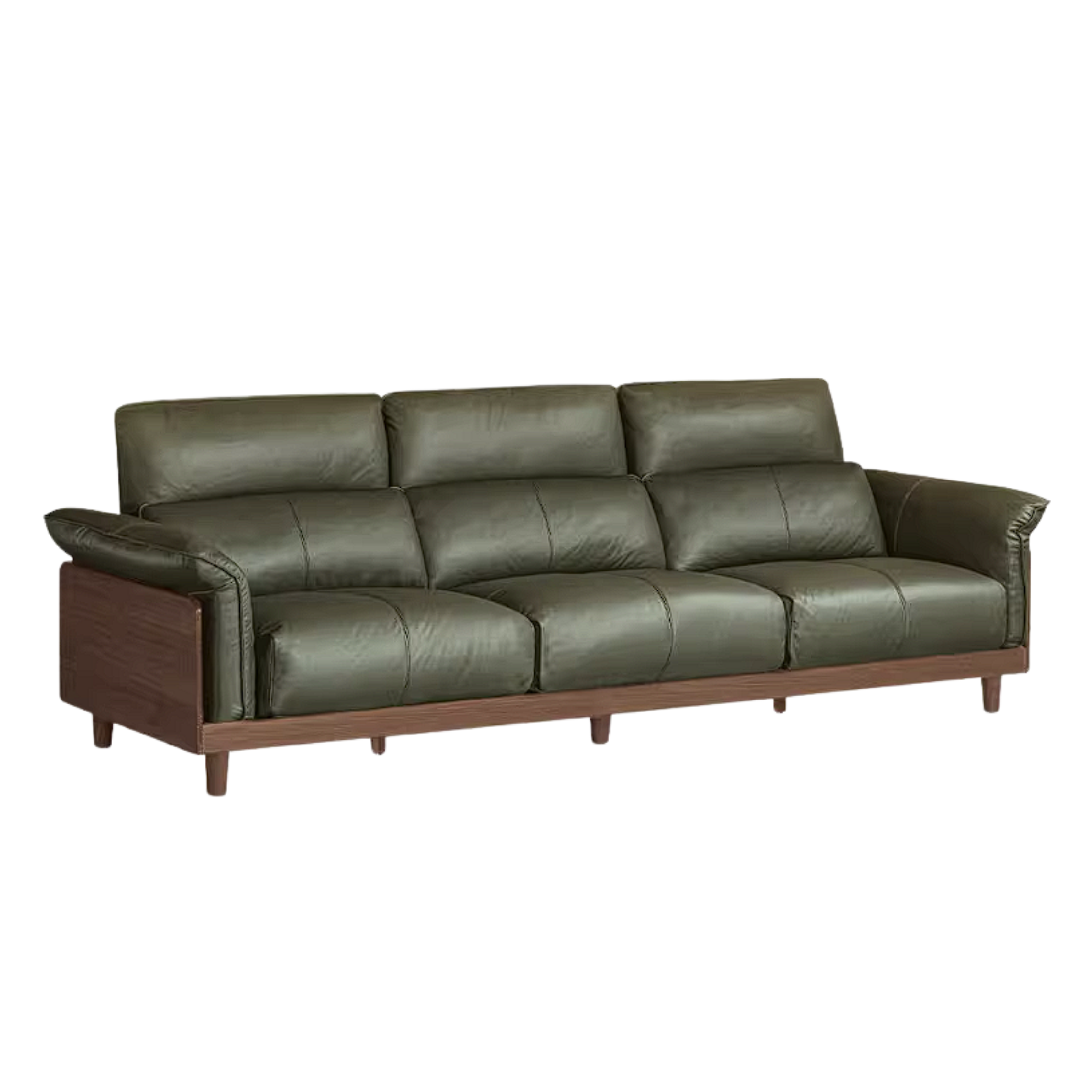 Black Walnut, Ash, Golden Sandalwood Solid Wood Genuine Top-Grain Leather, fabric High back Sofa